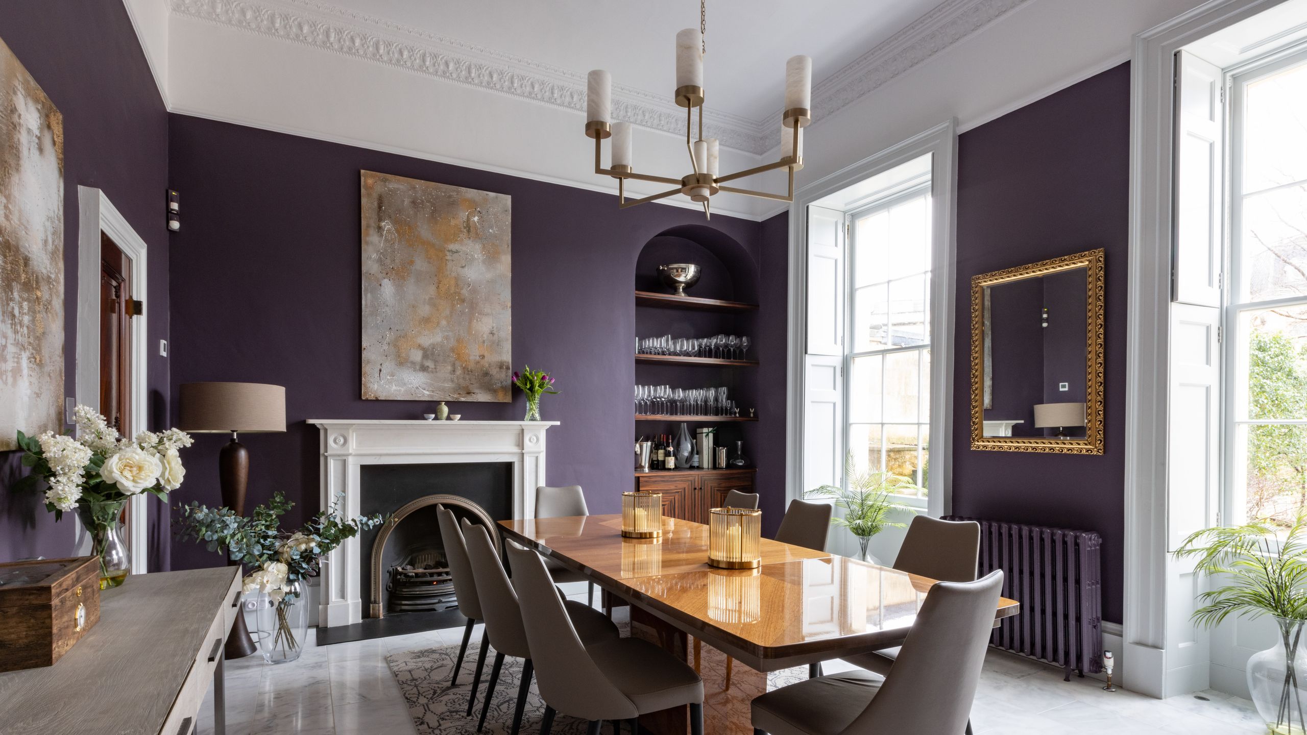 Image may contain: Architecture, Building, Dining Room, Dining Table, Furniture, Indoors, Room, Table, Home Decor, and Chair