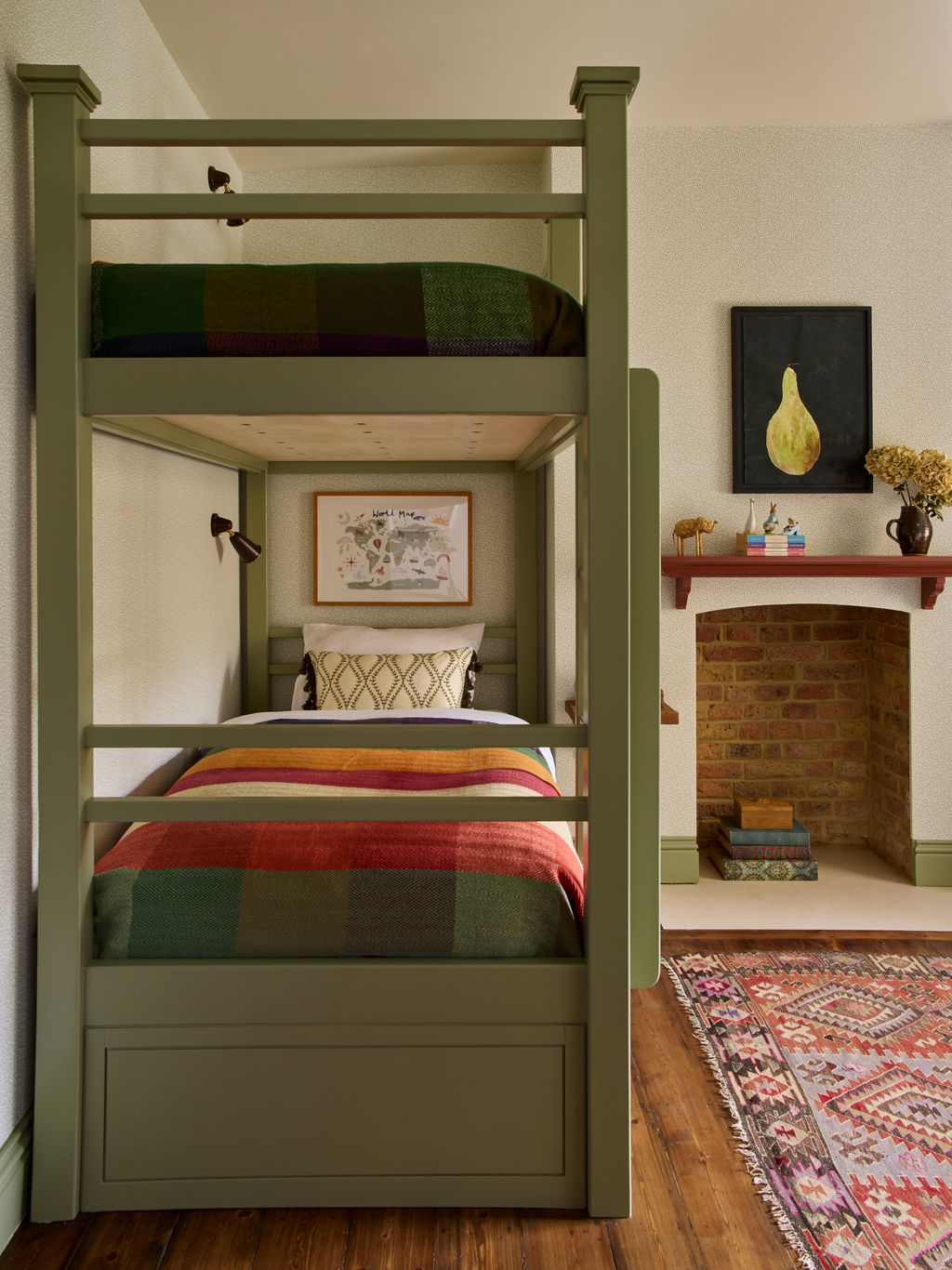 Image may contain Furniture Home Decor Rug Art Painting Indoors Lamp Bed Bedroom Room and Person