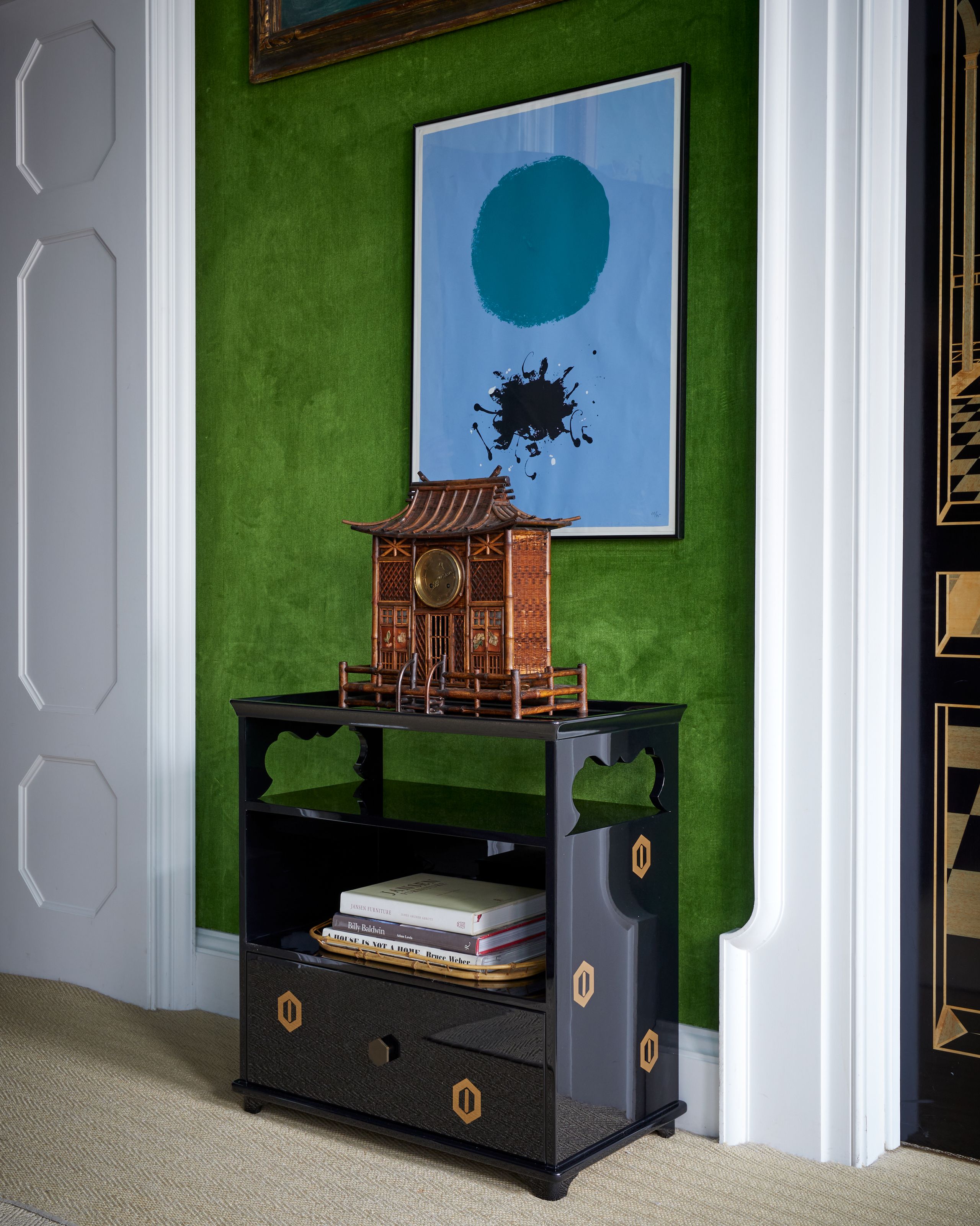 Image may contain: Furniture, Indoors, Interior Design, Art, Painting, and Table