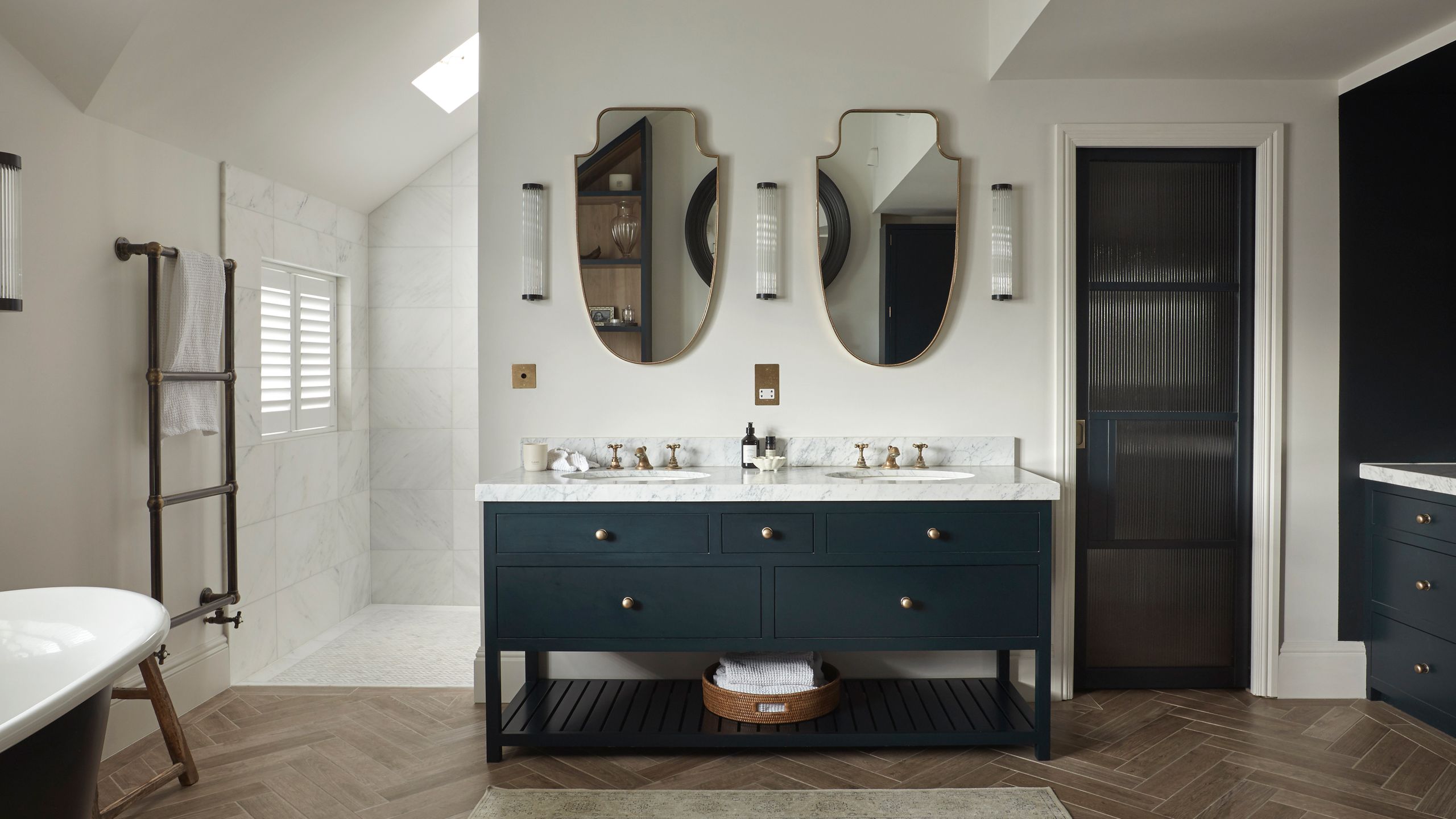 Image may contain: Double Sink, Sink, Cup, Bathing, Home Decor, Rug, Lamp, and Sink Faucet