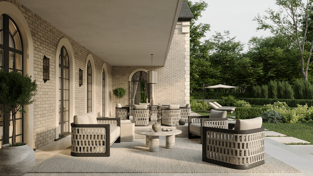 Image may contain Couch Furniture Architecture Building House Housing Porch Crib Infant Bed Patio and Home Decor