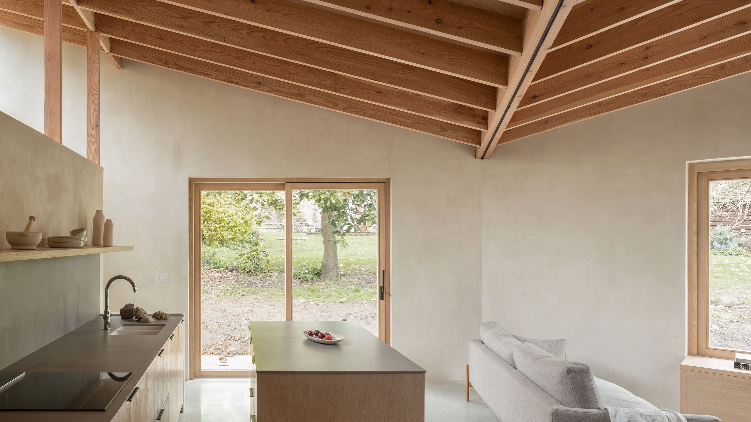 Image may contain: Indoors, Interior Design, Wood, Sink, Sink Faucet, Plate, Plywood, Architecture, Building, and Housing