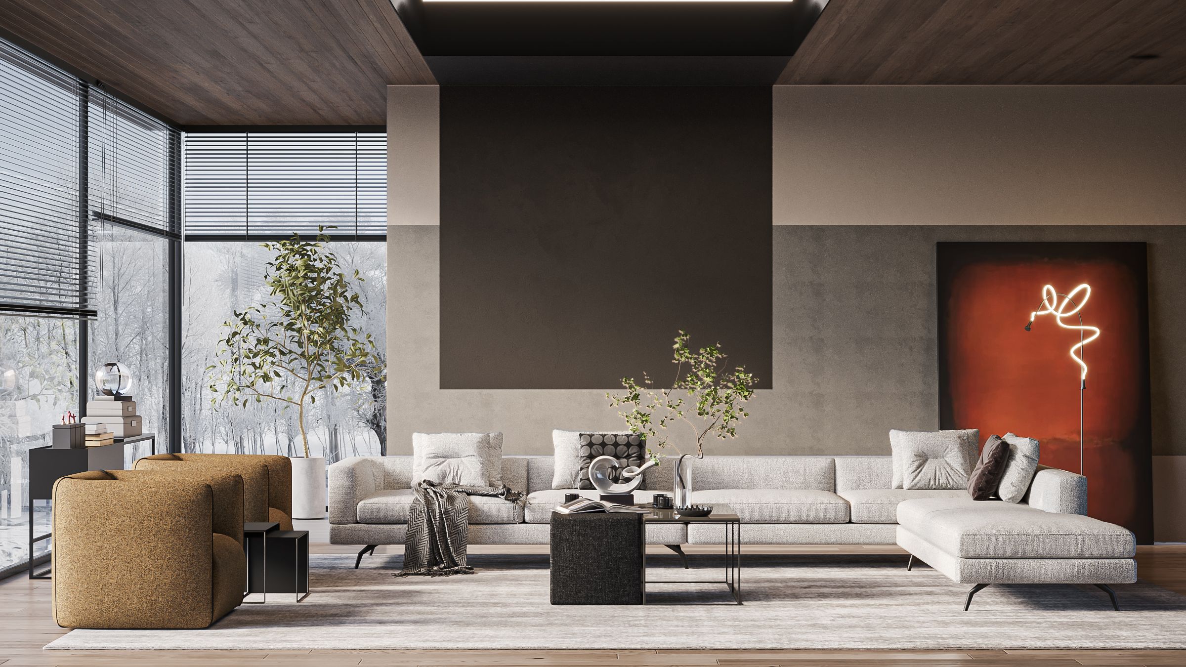 Image may contain: Home Decor, Indoors, Interior Design, Architecture, Building, Furniture, Living Room, Room, and Plant