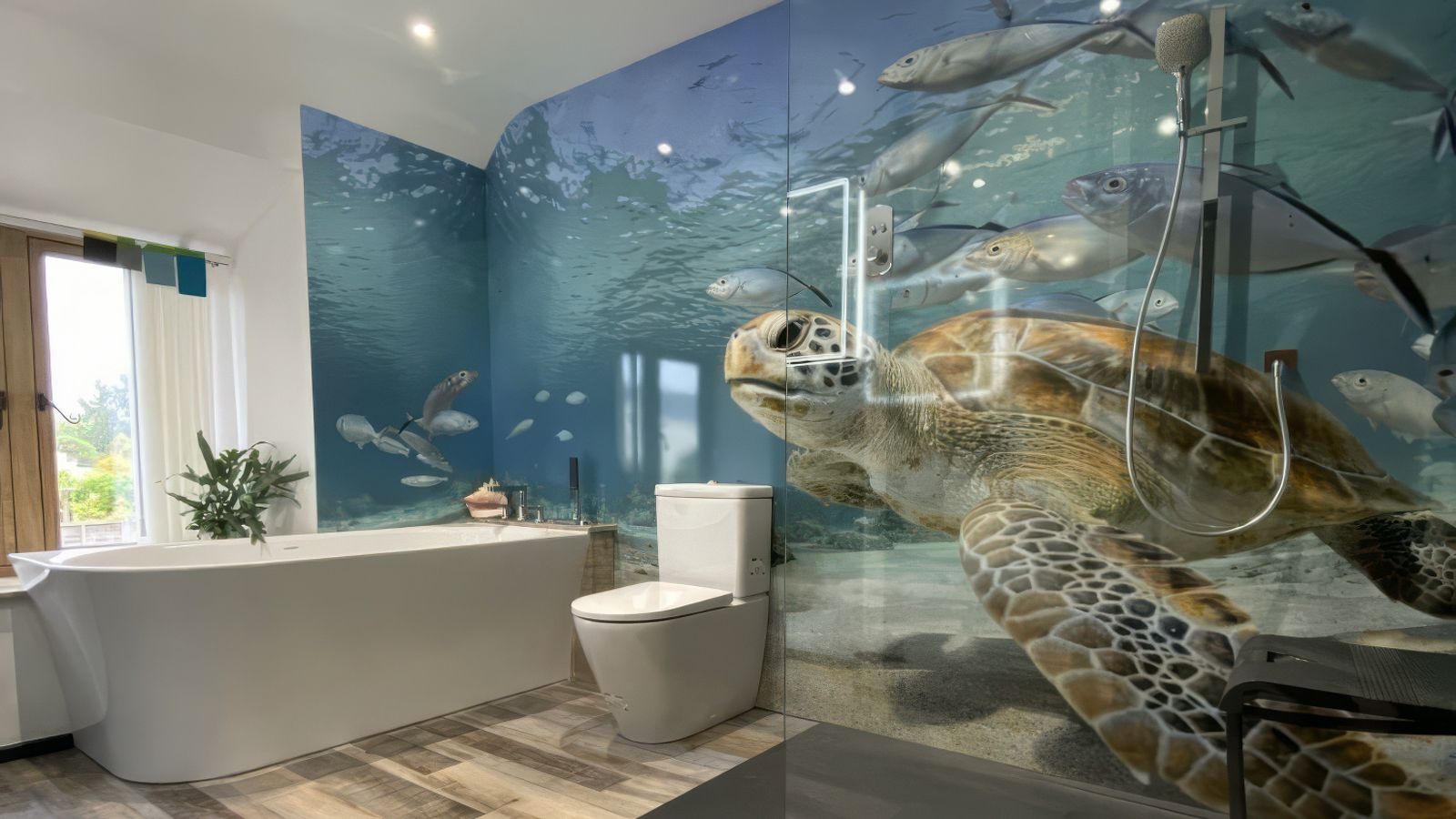Image may contain: Indoors, Bathroom, Room, Toilet, Bathing, Bathtub, Person, Tub, Animal, Reptile, Sea Life, and Turtle