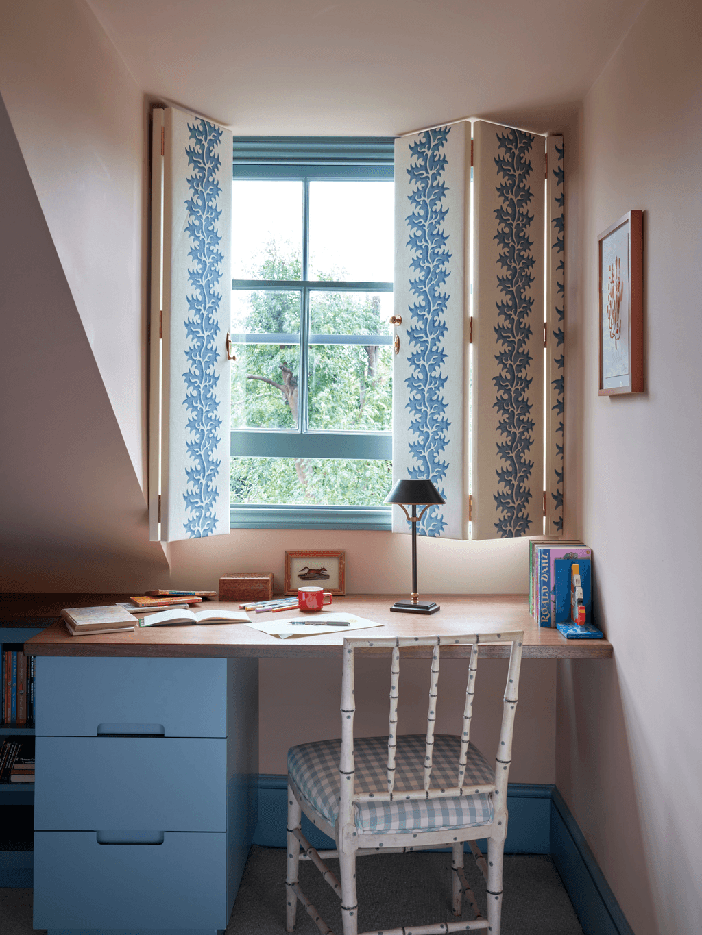Image may contain Window Chair Furniture Table Desk Bay Window Indoors and Interior Design