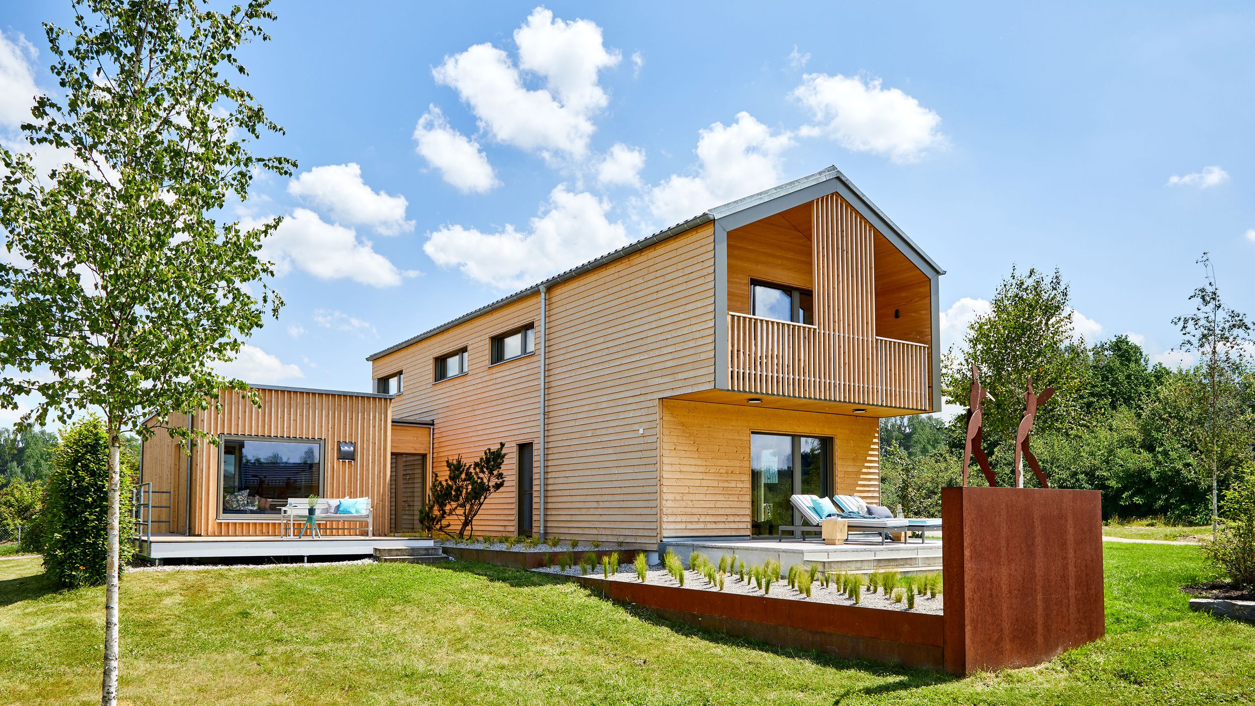 Image may contain: Architecture, Building, House, Housing, Villa, Indoors, Interior Design, Grass, Plant, and Backyard