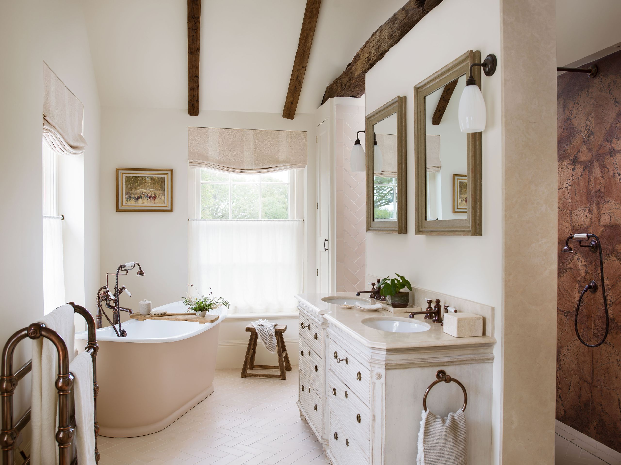 Image may contain: Sink, Plant, Indoors, Interior Design, Bathing, Bathtub, Person, Tub, and Sink Faucet