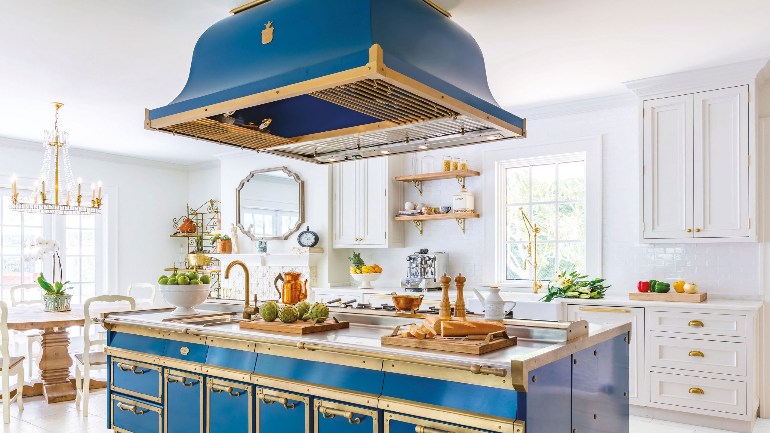 Image may contain: Indoors, Kitchen, Interior Design, Kitchen Island, Chair, and Furniture