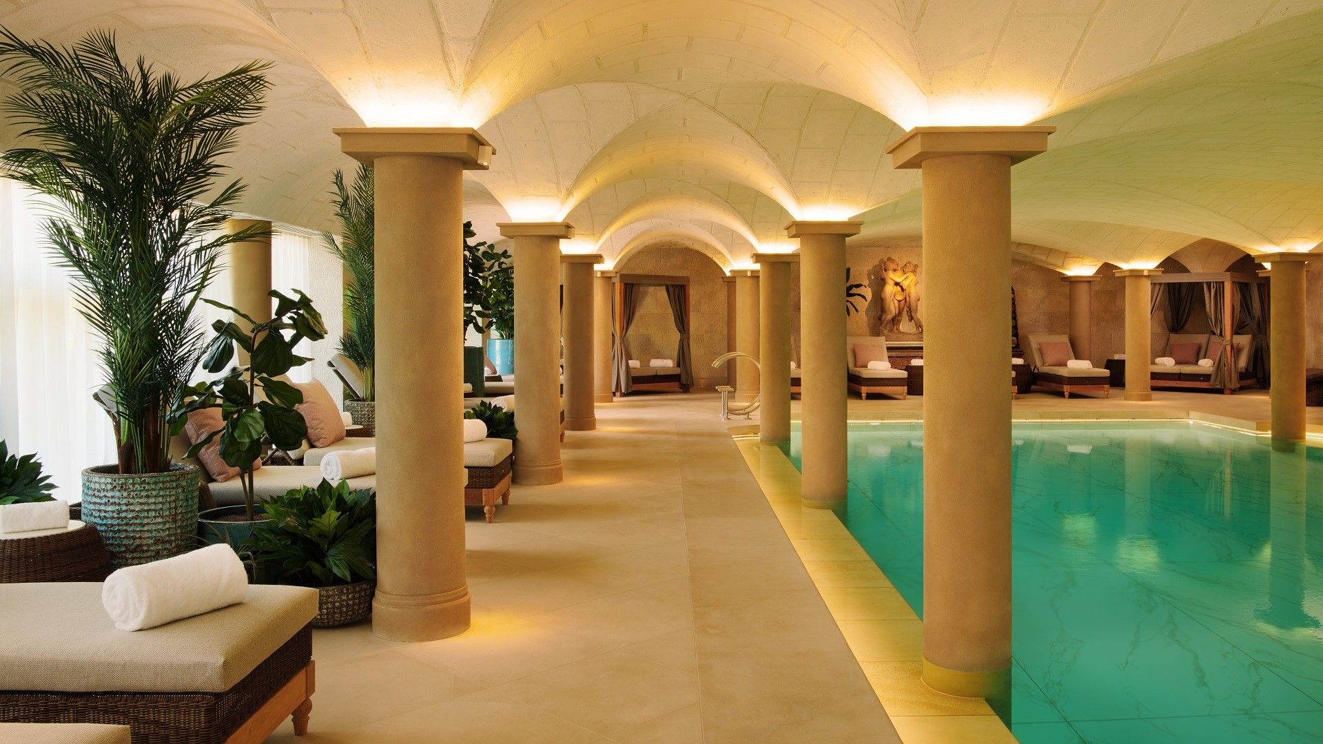 Image may contain: Architecture, Building, House, Housing, Villa, Plant, Hotel, Resort, Chair, Furniture, Pool, and Water