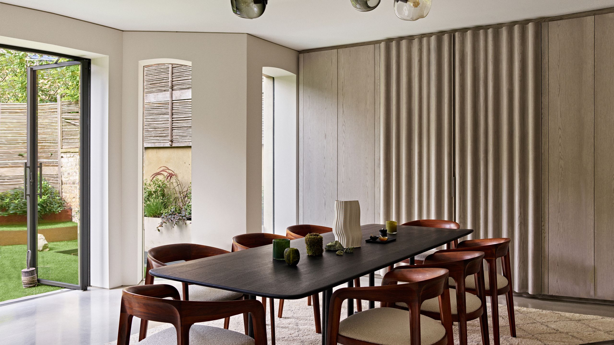 Image may contain: Architecture, Building, Dining Room, Dining Table, Furniture, Indoors, Room, Table, and Interior Design