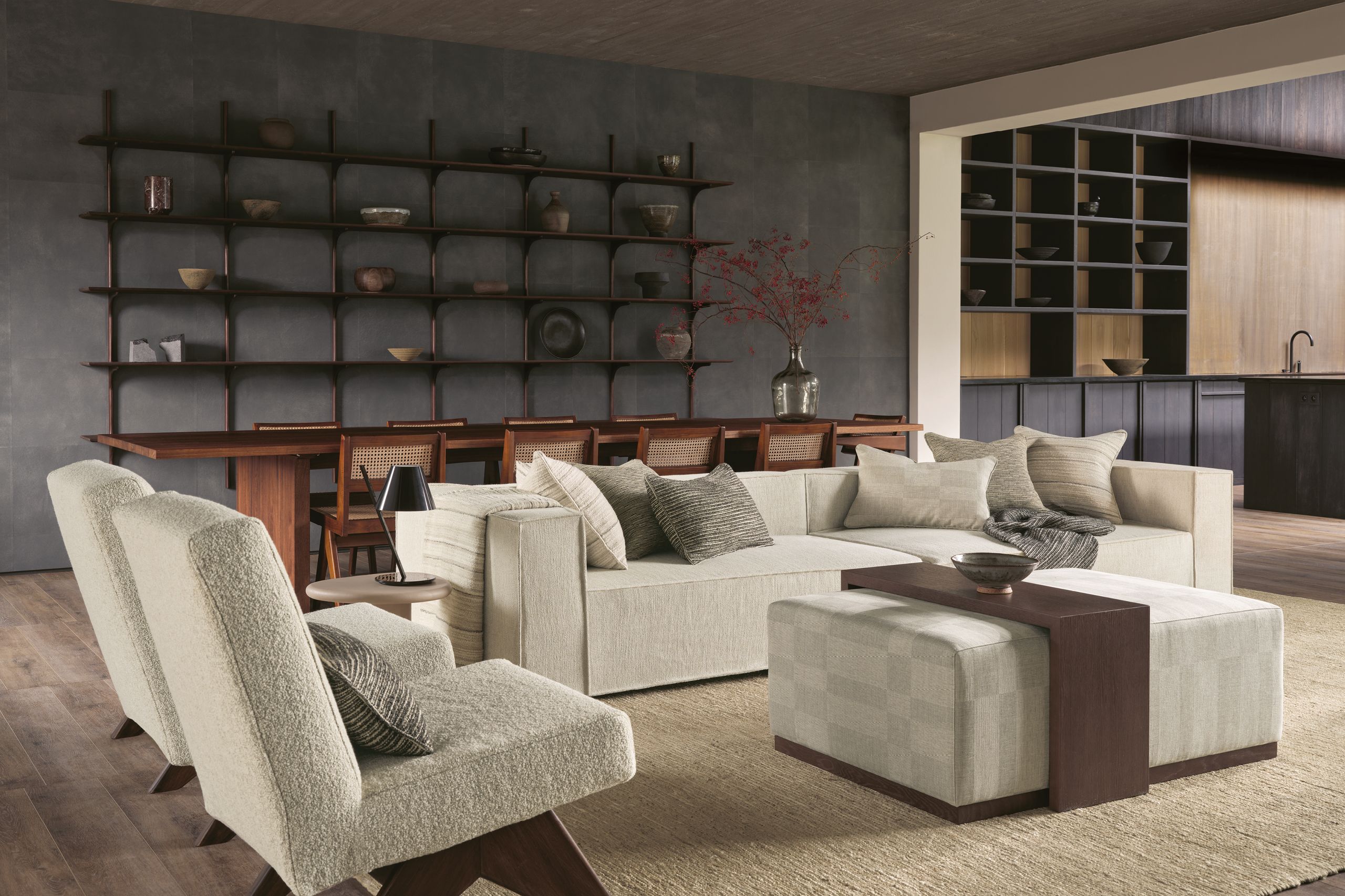 Image may contain: Home Decor, Furniture, Sink, Sink Faucet, Chair, Lamp, Couch, Architecture, Building, and Indoors