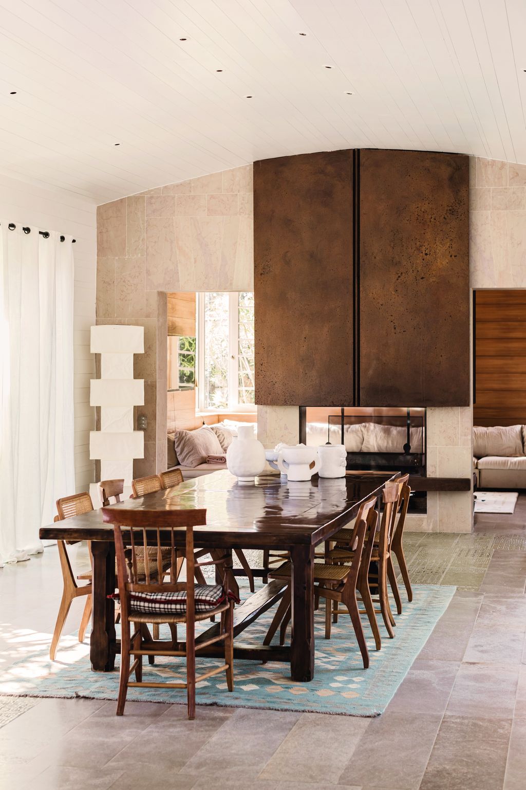 Image may contain Architecture Building Dining Room Dining Table Furniture Indoors Room Table and Interior Design