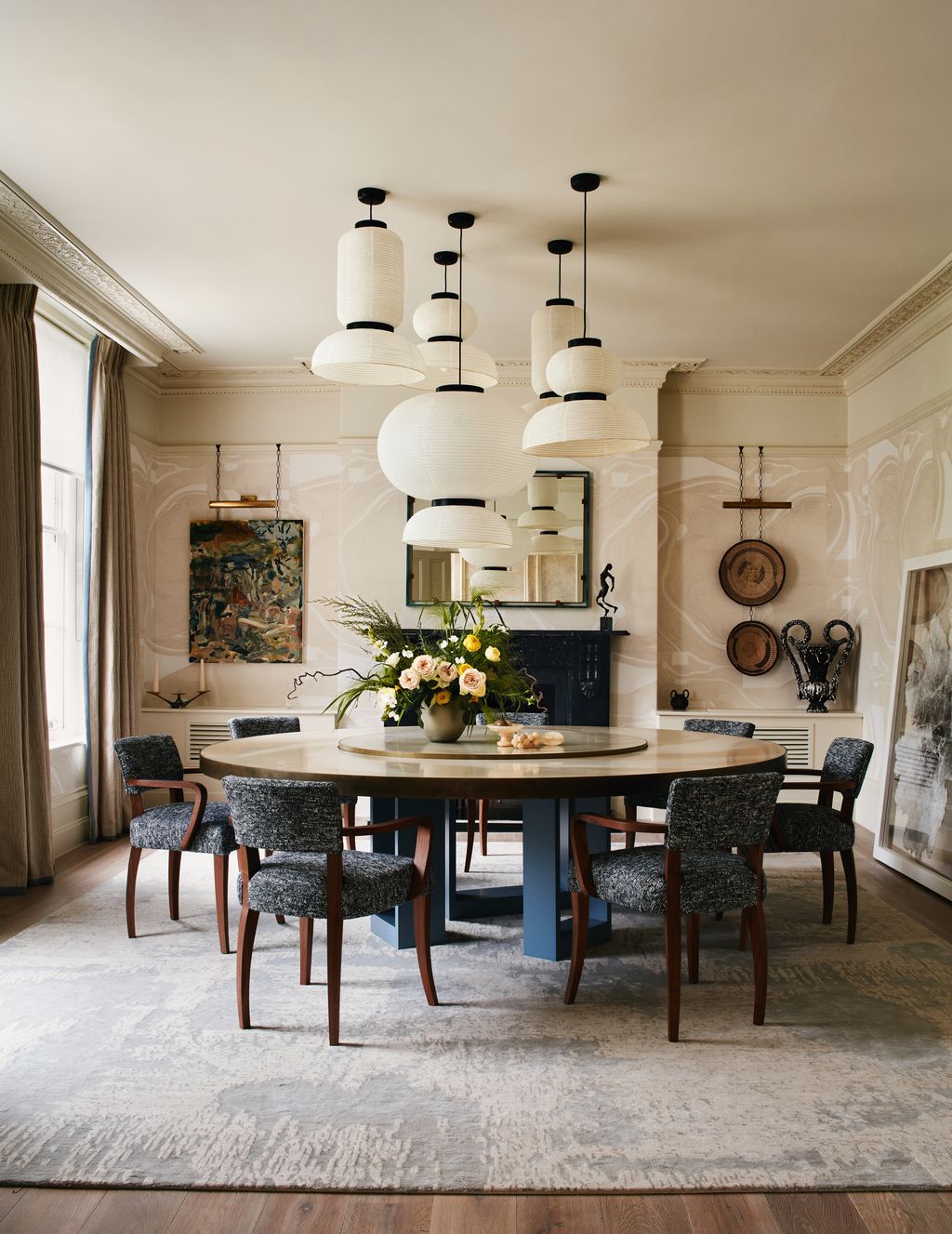 Image may contain Architecture Building Dining Room Dining Table Furniture Indoors Room Table Home Decor and Rug