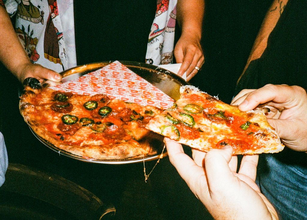 Image may contain Food Pizza Food Presentation Baby Person Accessories Jewelry Ring and Necklace