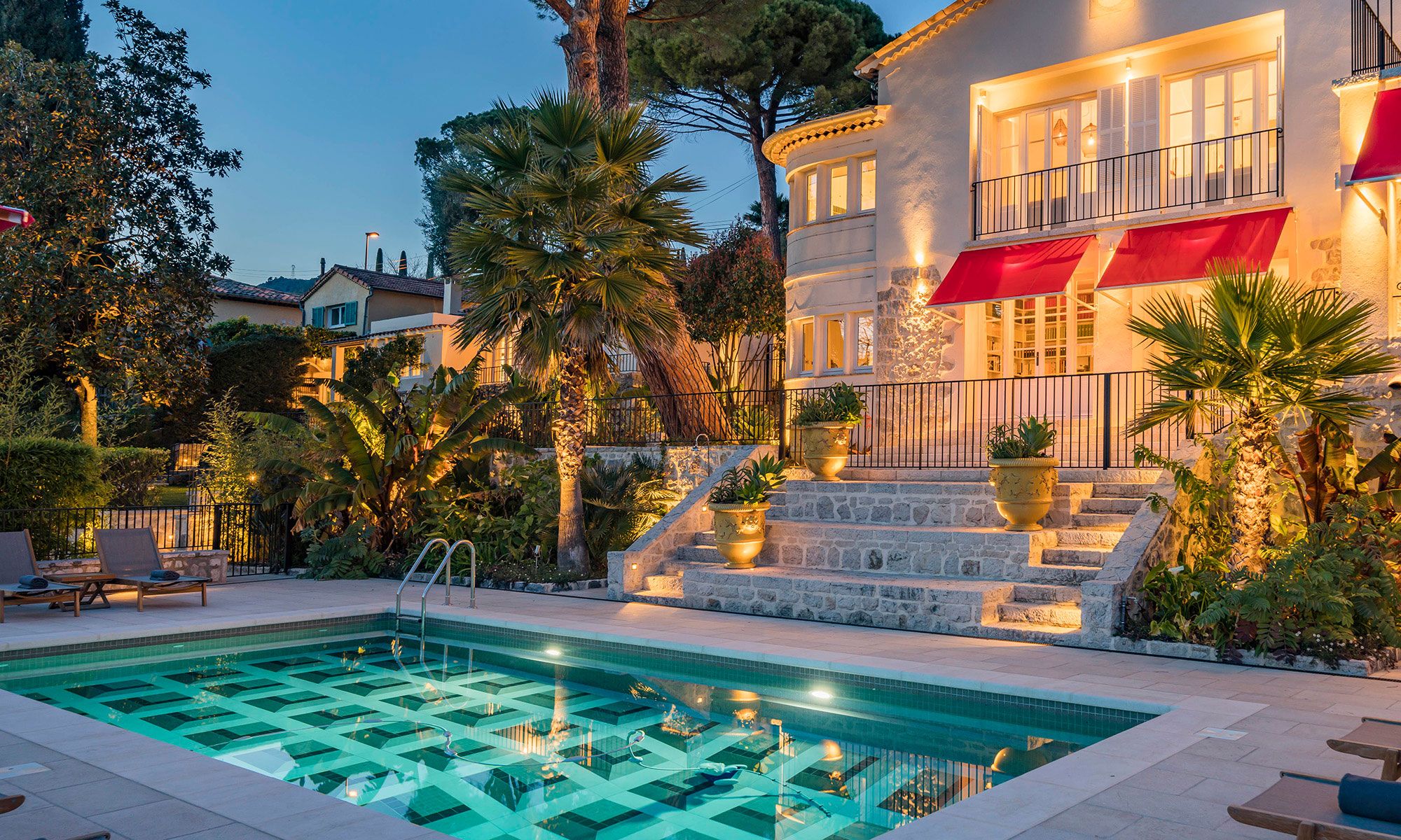 Image may contain: Architecture, Building, House, Housing, Villa, Plant, Hotel, Resort, Pool, Water, Chair, and Furniture