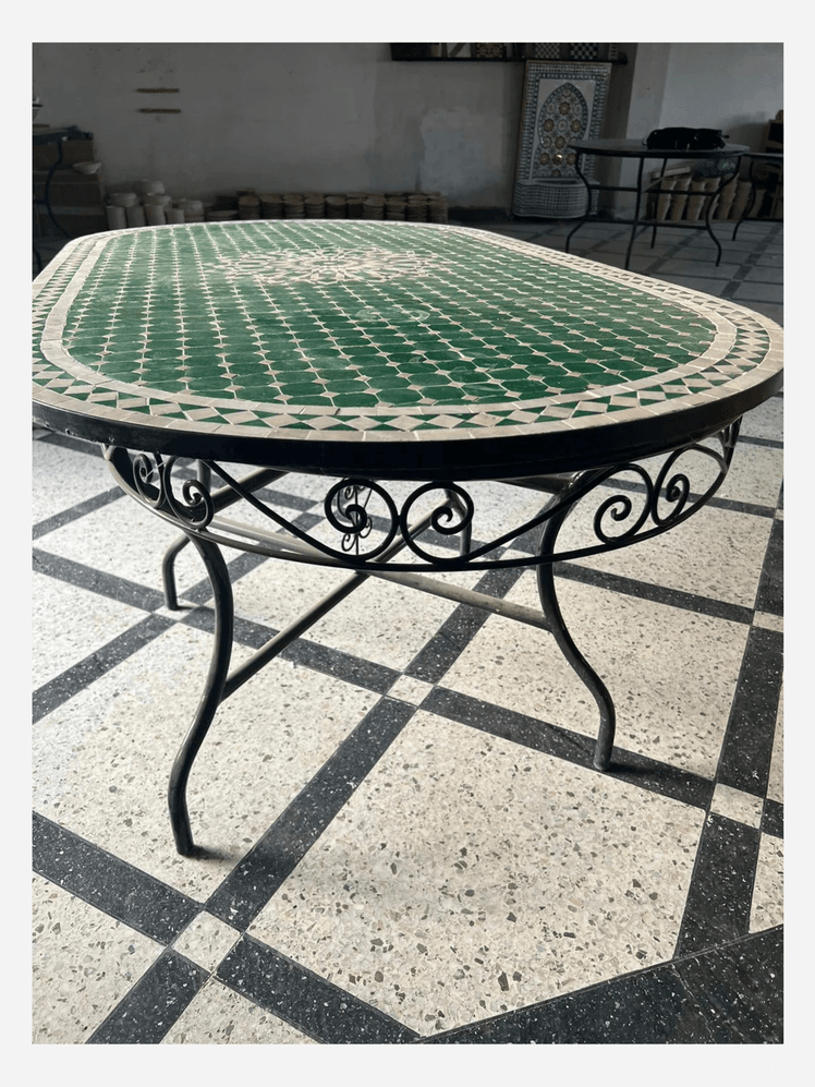 Image may contain: Furniture, Table, Tabletop, Floor, and Desk