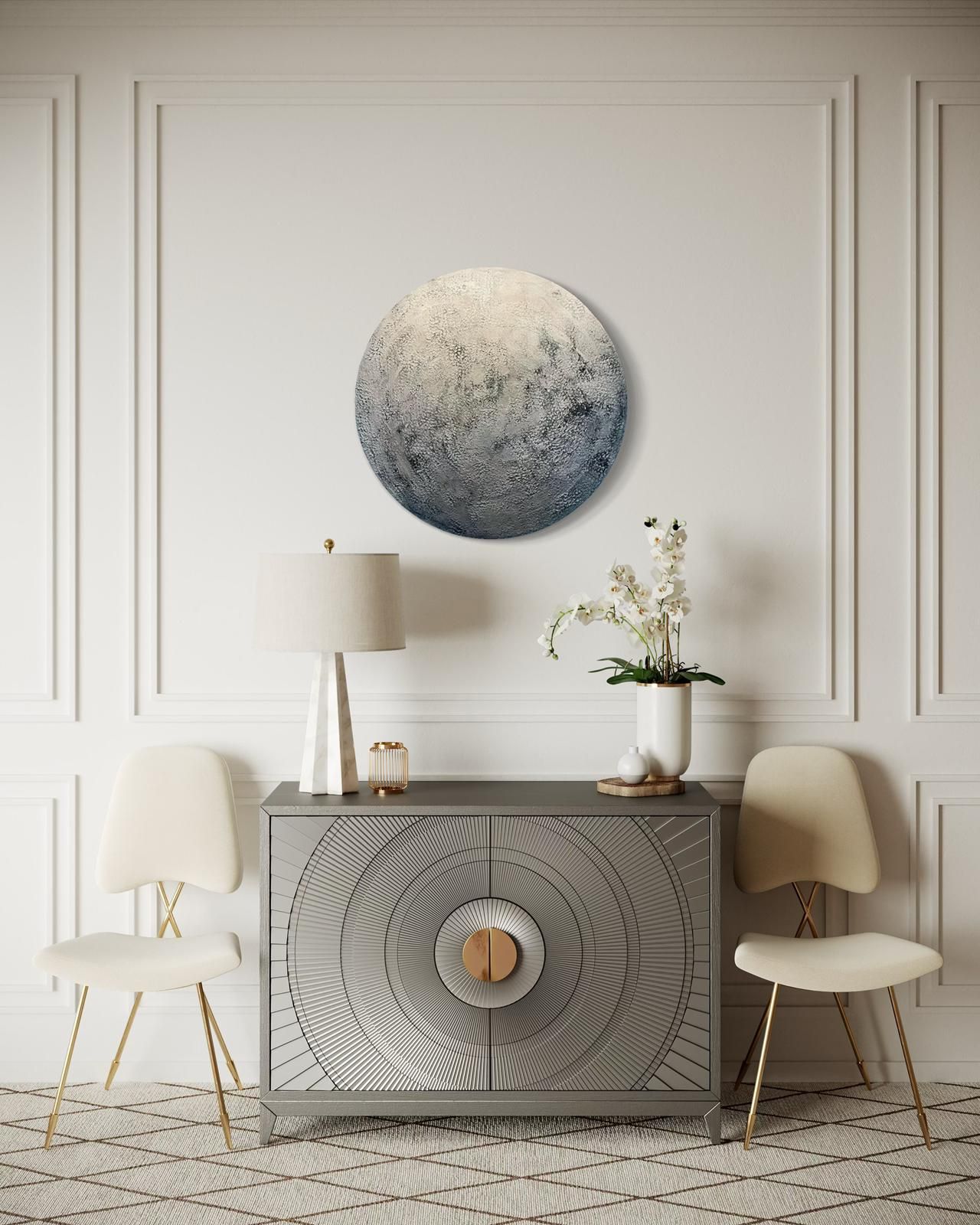 Image may contain: Indoors, Interior Design, Chair, Furniture, and Lamp