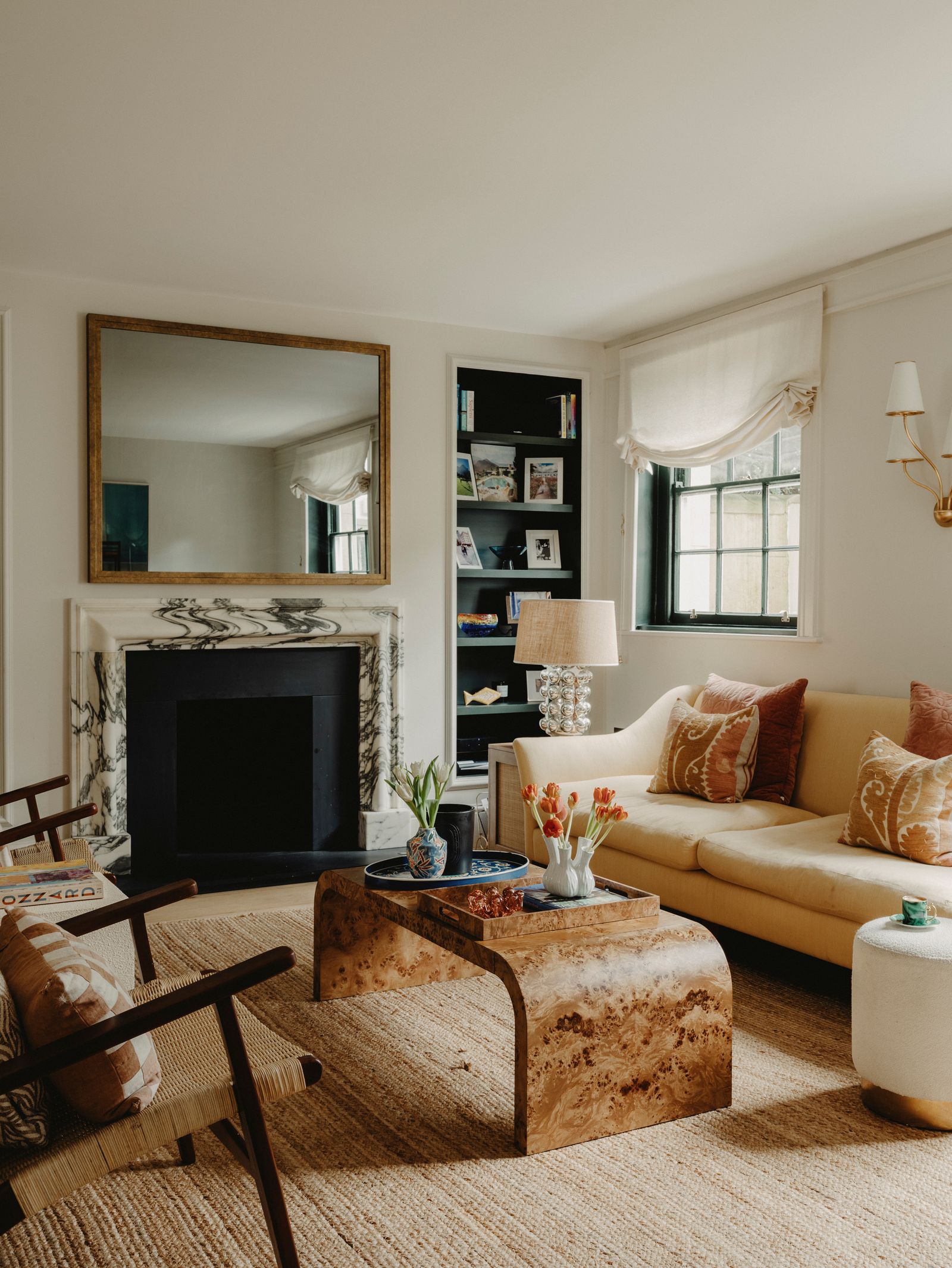 Image may contain Lamp Home Decor Chair Furniture Couch Plant Art Painting Plate Table Architecture and Building