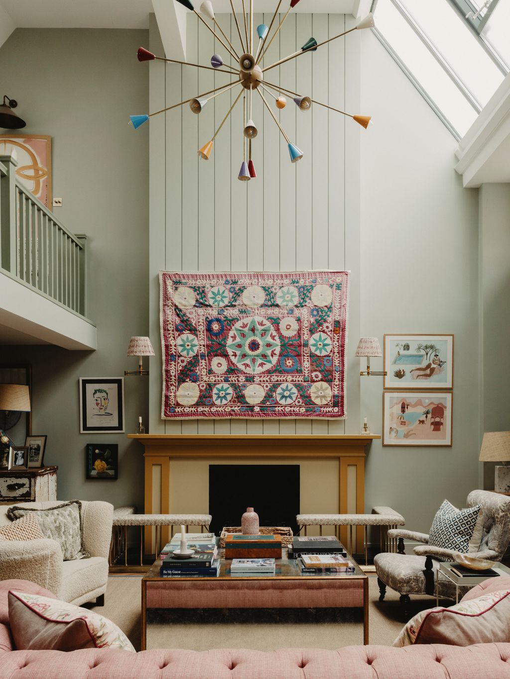 Image may contain Home Decor Architecture Building Furniture Indoors Living Room Room Interior Design Lamp and Art