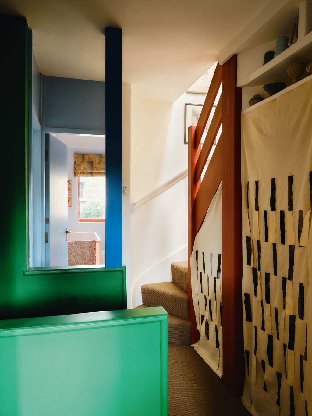 Image may contain Architecture Building House Housing Staircase Indoors Interior Design Art Painting and Furniture