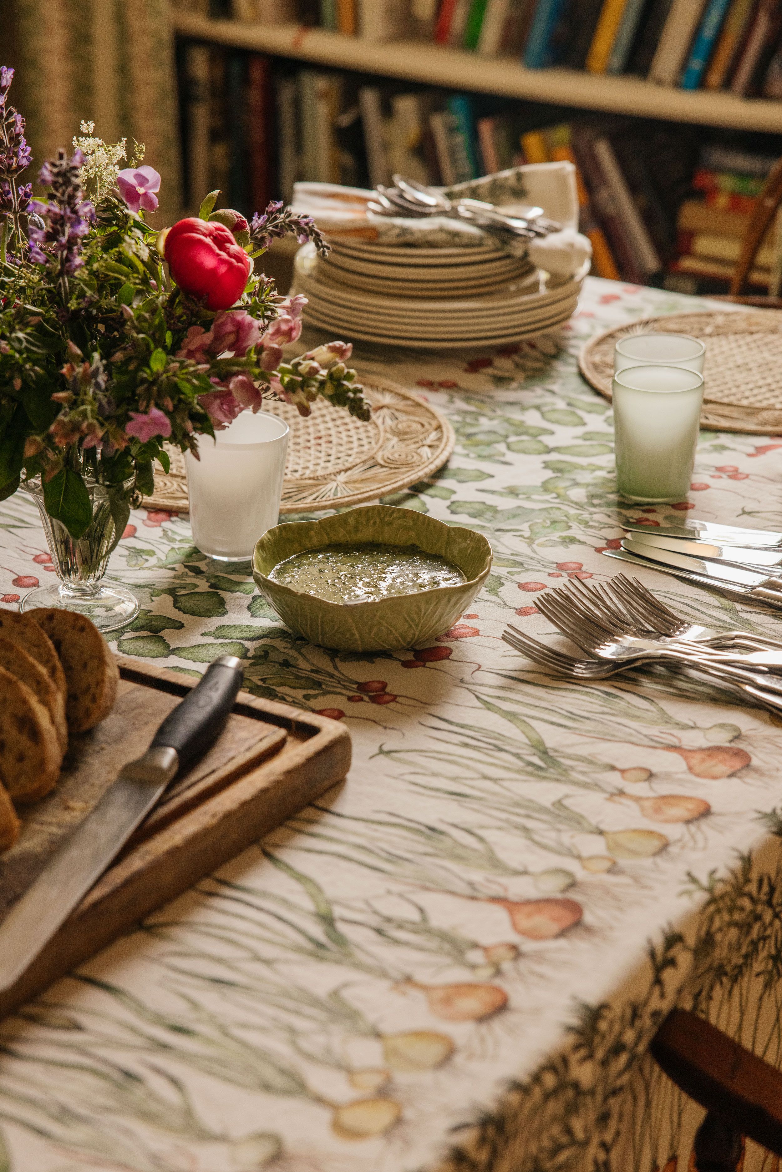 Image may contain: Furniture, Table, Tabletop, Dining Table, Blade, Knife, Weapon, Cutlery, Cup, Brunch, Food, and Fork