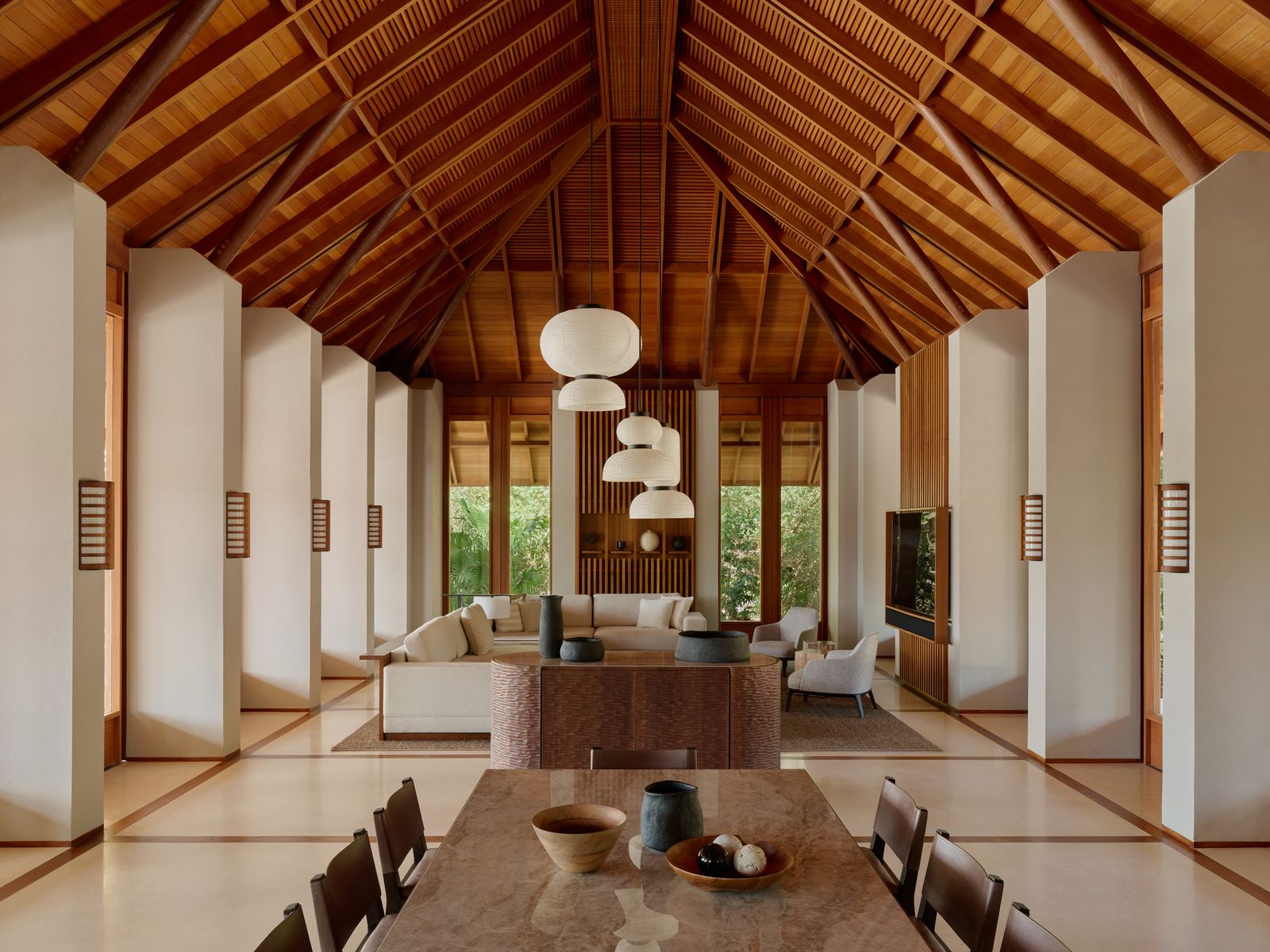 Image may contain Indoors Interior Design Chair Furniture Dining Table Table Floor Architecture and Building