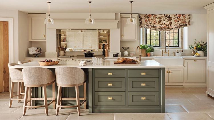 Image may contain: Indoors, Kitchen, Interior Design, Kitchen Island, Sink, Architecture, Building, and Dining Room