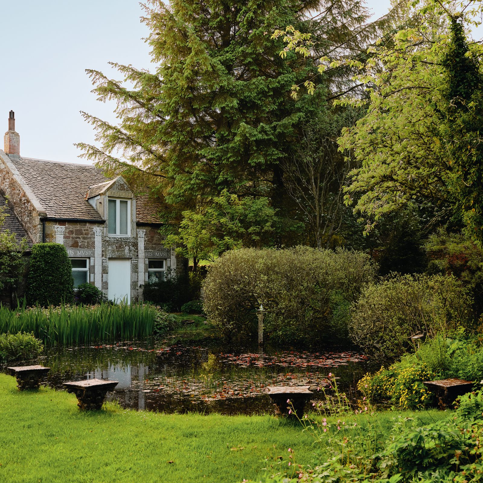 A poet's magical, art-filled garden in the rolling Scottish hills