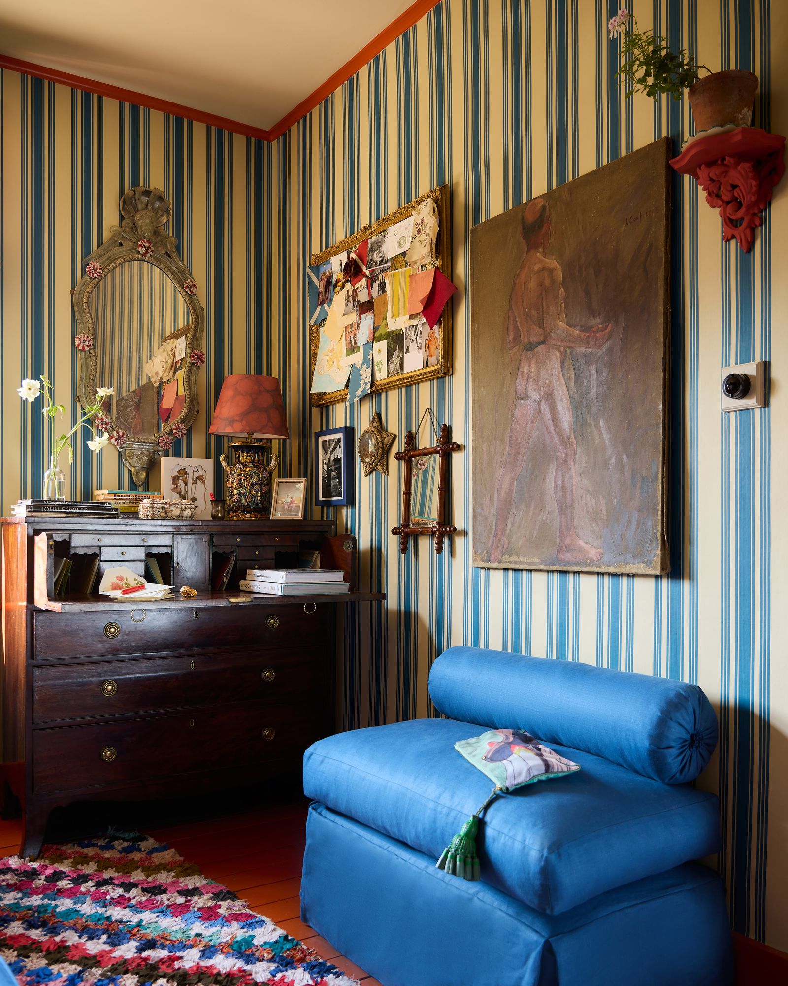 Image may contain Indoors Interior Design Lamp Architecture Building Furniture Living Room Room and Home Decor