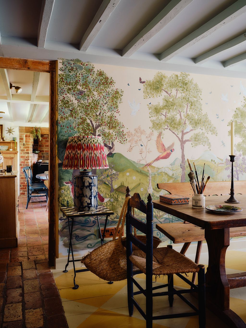 Image may contain Lamp Architecture Building Dining Room Dining Table Furniture Indoors Room and Table