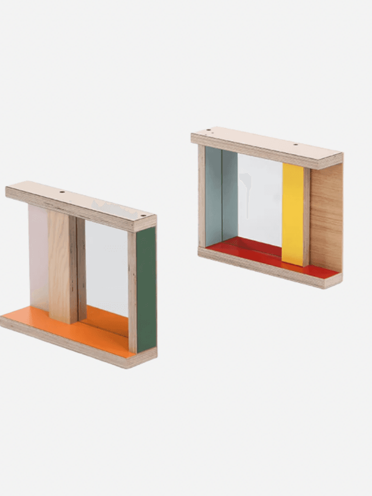 Image may contain: Shelf, Plywood, Wood, Furniture, and Table