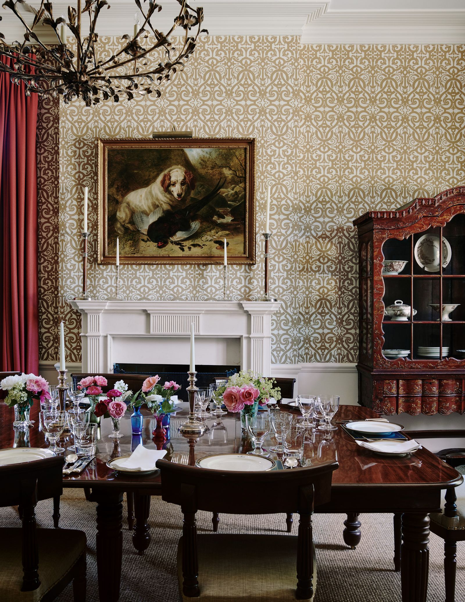 Image may contain Architecture Building Dining Room Dining Table Furniture Indoors Room Table Lamp and Art