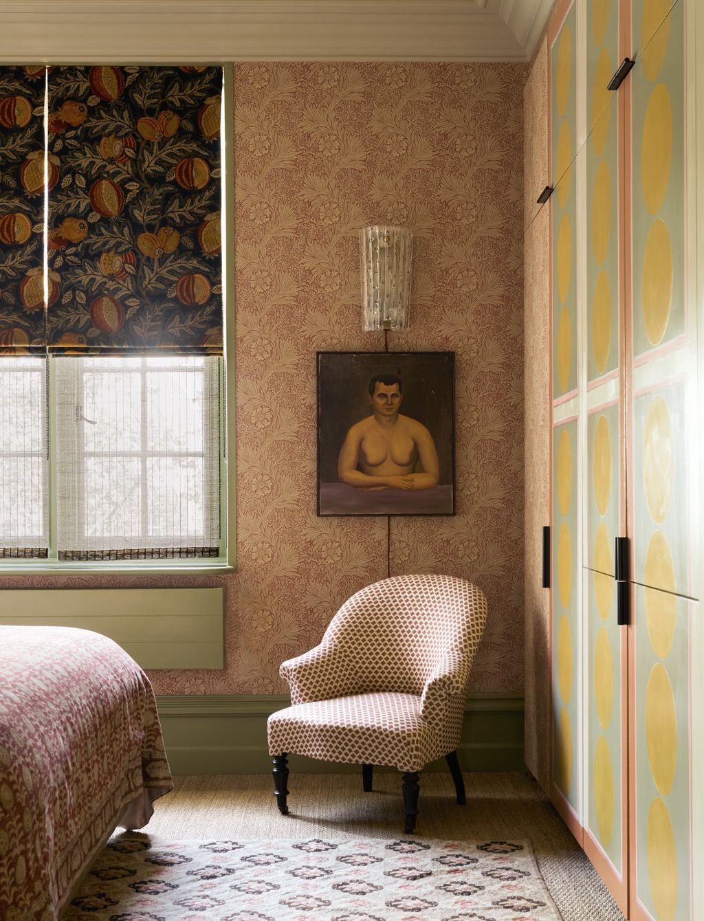 Image may contain Furniture Indoors Interior Design Chair Art Painting Home Decor Rug and Bed