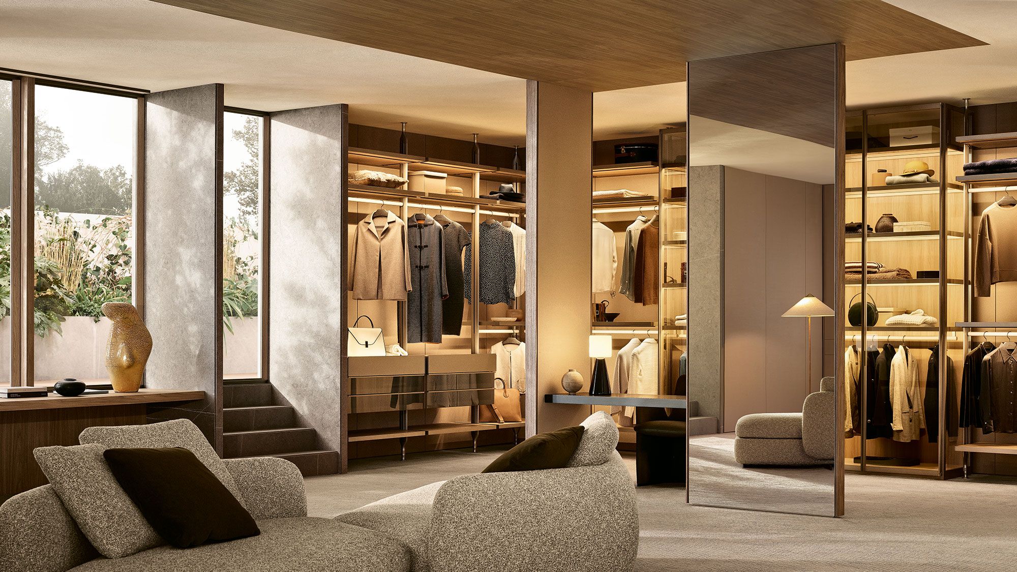 Image may contain: Furniture, Accessories, Bag, Handbag, Indoors, Couch, Room, Walk-In Closet, Closet, and Dressing Room