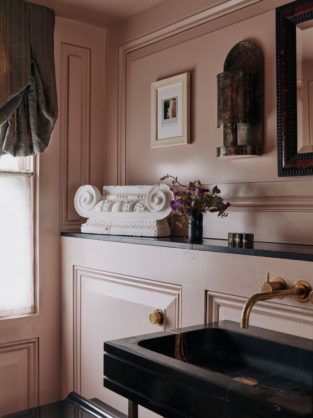 Image may contain Sink Sink Faucet Indoors Interior Design Plant Art and Painting