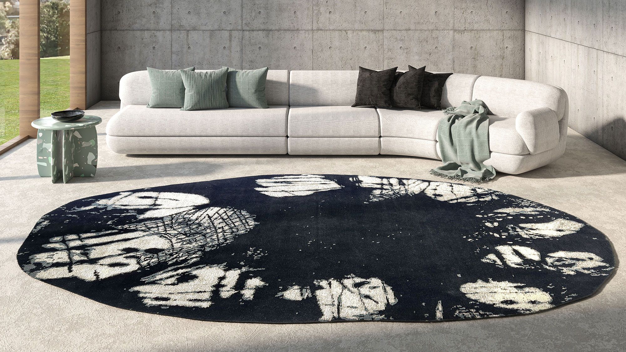 Image may contain: Home Decor, Rug, Couch, Furniture, and Table