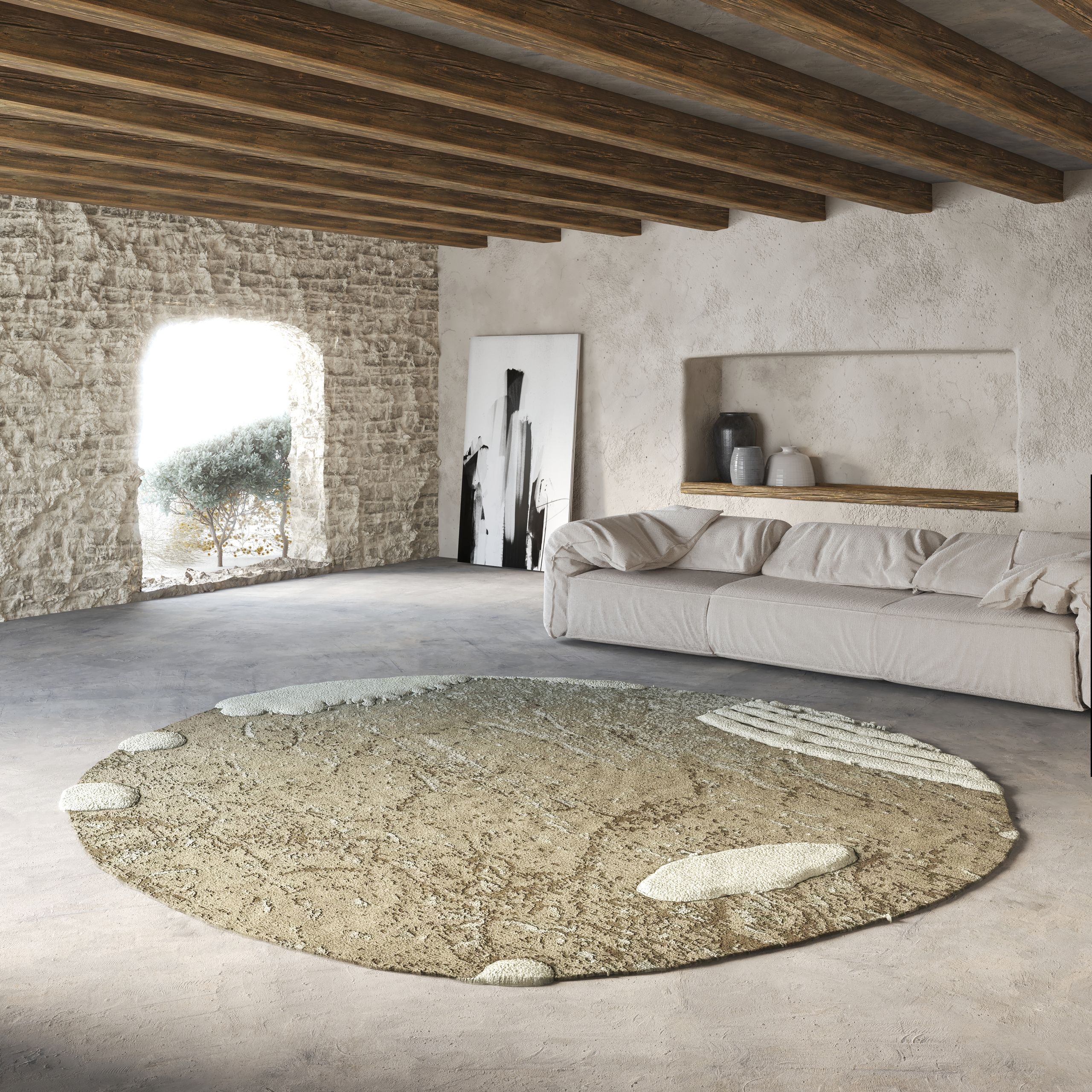 Image may contain: Home Decor, Rug, Indoors, Interior Design, Couch, Furniture, and Table