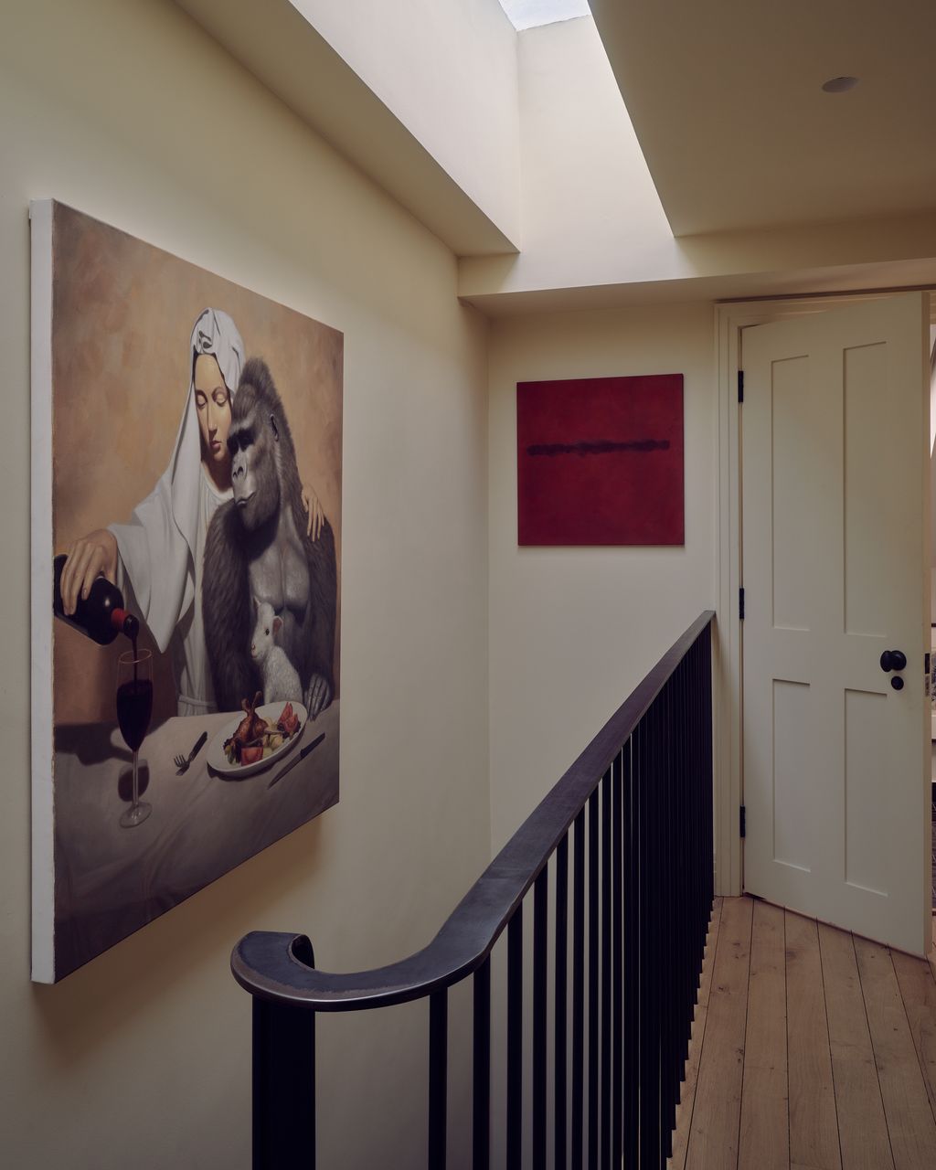 Image may contain Handrail Indoors Interior Design Architecture Building House Housing Staircase Railing and Art