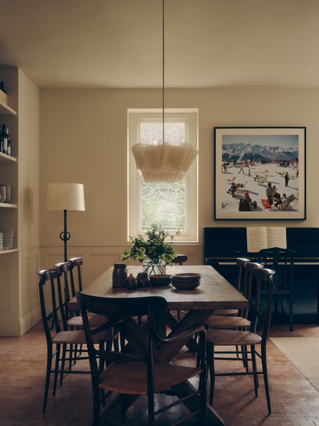 Image may contain Architecture Building Dining Room Dining Table Furniture Indoors Room Table Art and Painting