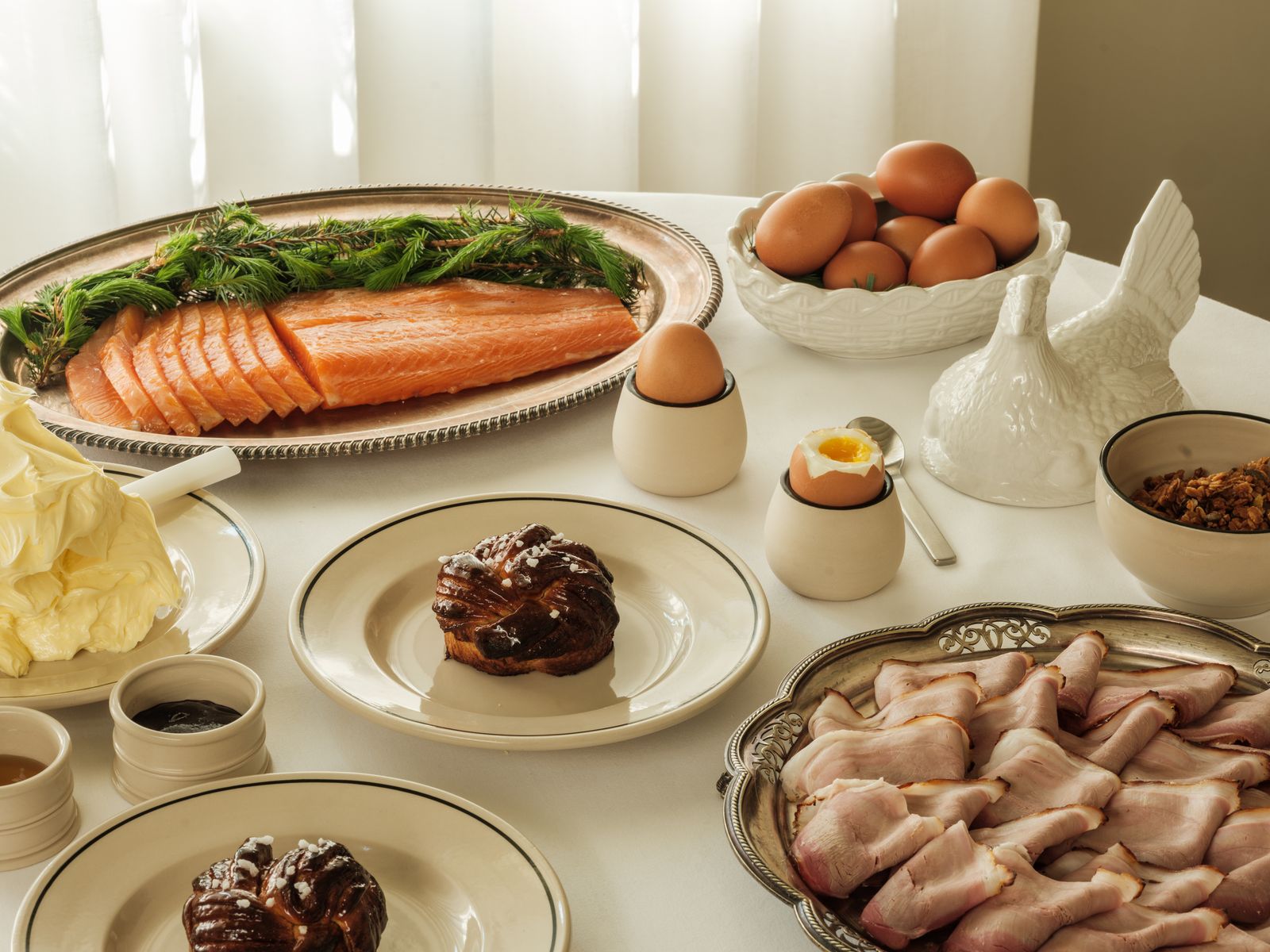 Image may contain Brunch Food Plate Cutlery Spoon Food Presentation Meal Egg Bread and Cup