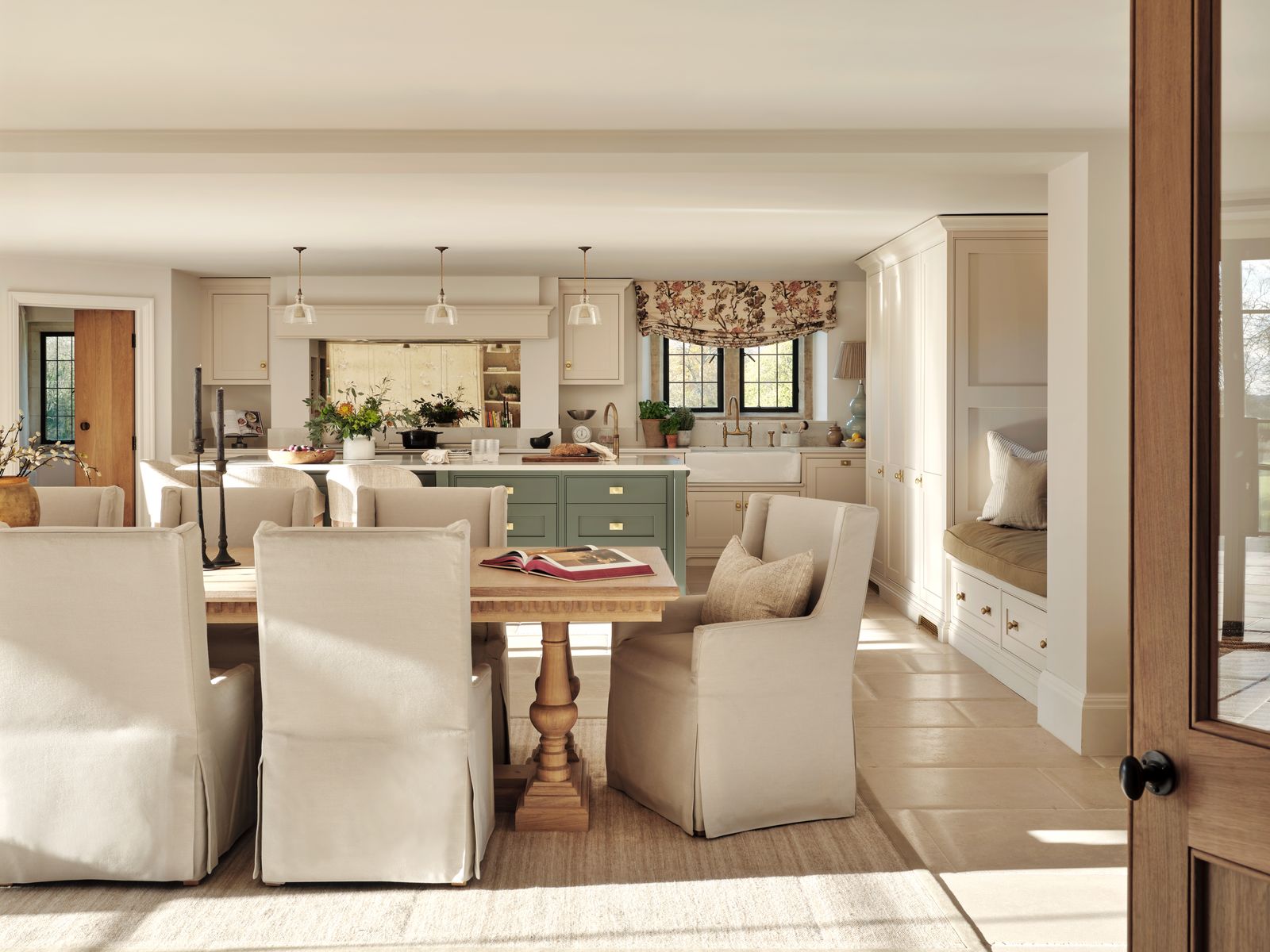 Image may contain Architecture Building Dining Room Dining Table Furniture Indoors Room Table and Home Decor