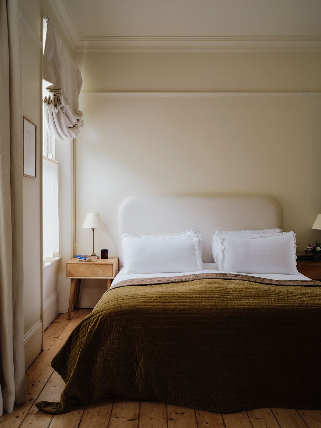 Image may contain Cushion Home Decor Indoors Interior Design Lamp Bed Furniture Cup Art Painting and Pillow