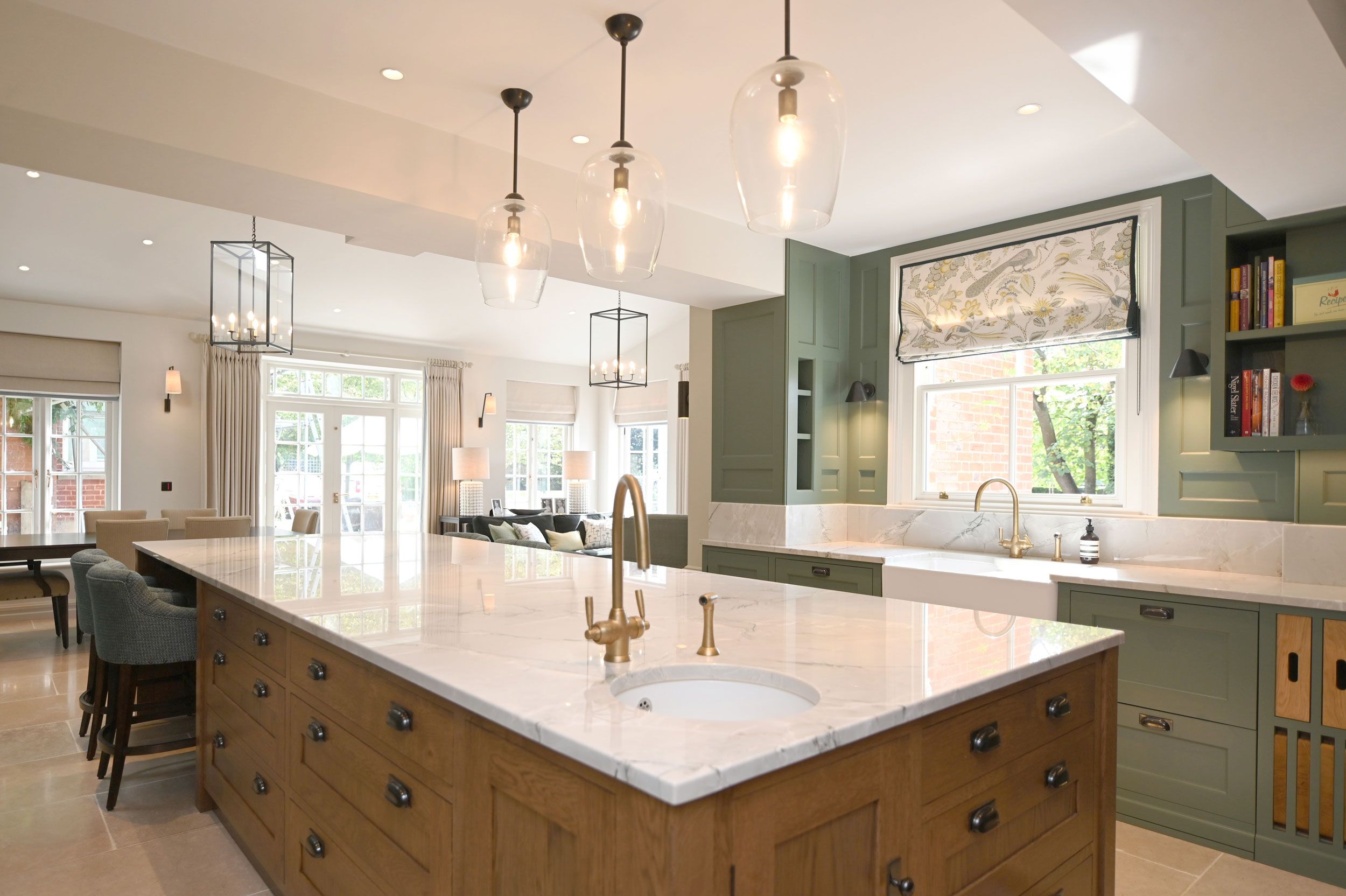 Image may contain: Sink, Indoors, Kitchen, Sink Faucet, Lamp, Interior Design, Chair, and Furniture