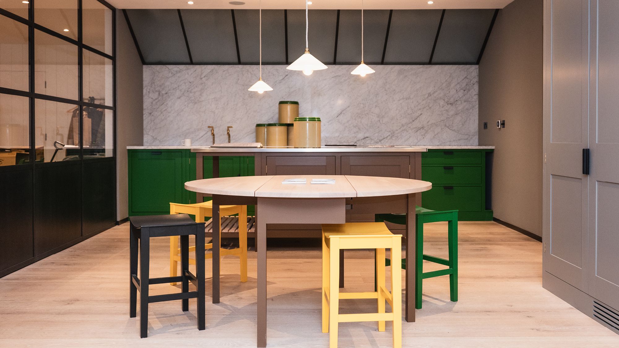 Image may contain: Indoors, Interior Design, Dining Table, Furniture, Table, Architecture, Building, Dining Room, and Room