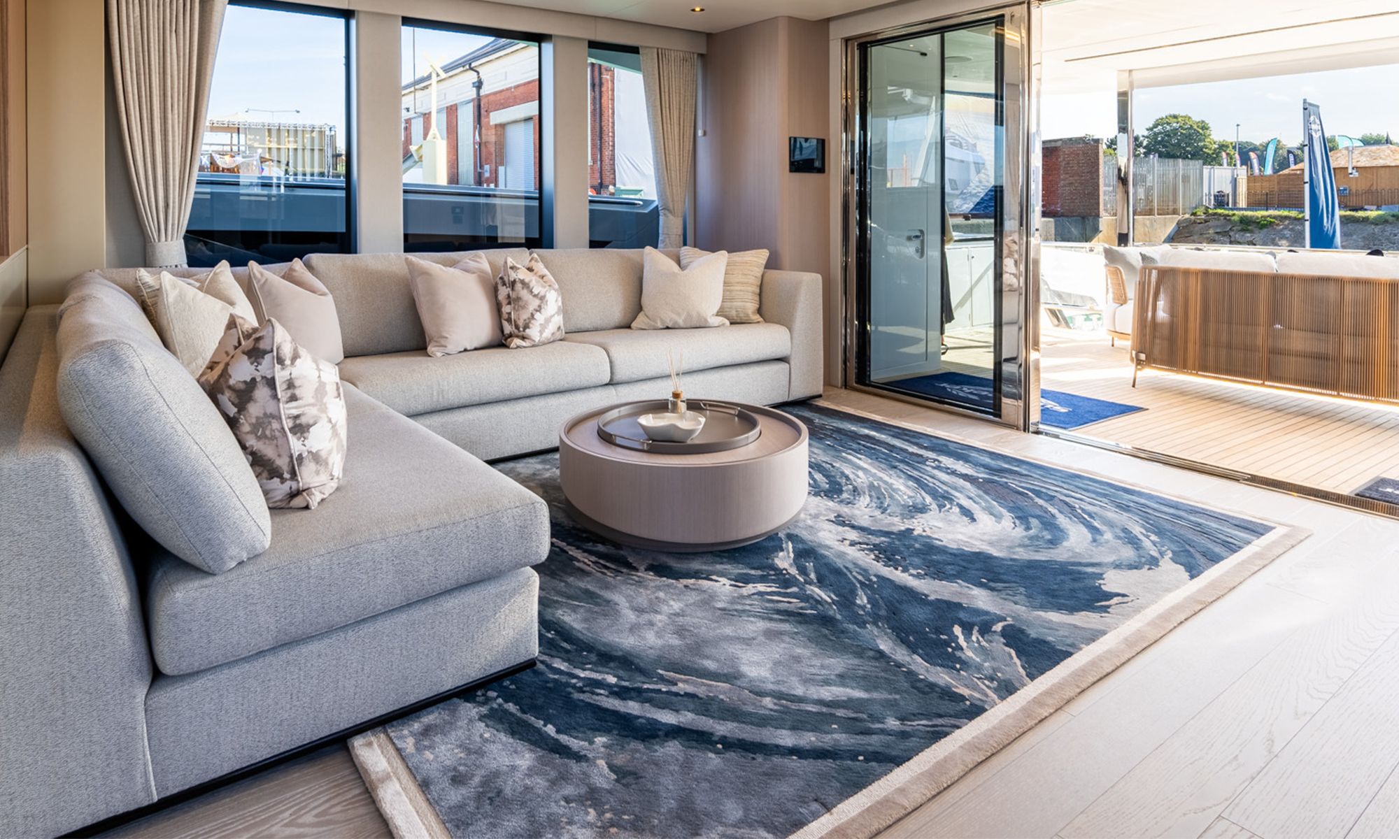 Image may contain: Home Decor, Floor, Architecture, Building, Penthouse, Indoors, Interior Design, Furniture, and Table