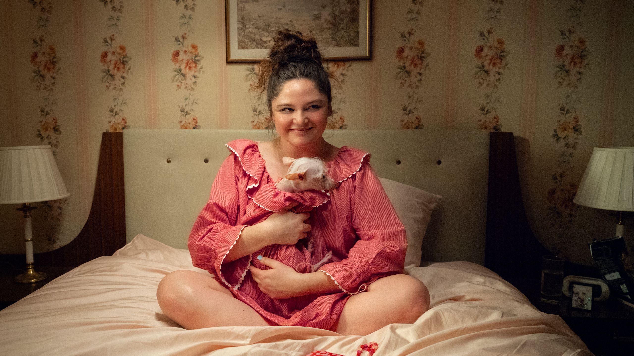 Image may contain Lamp Art Painting Face Head Person Photography Portrait Bed Furniture Adult and Table Lamp