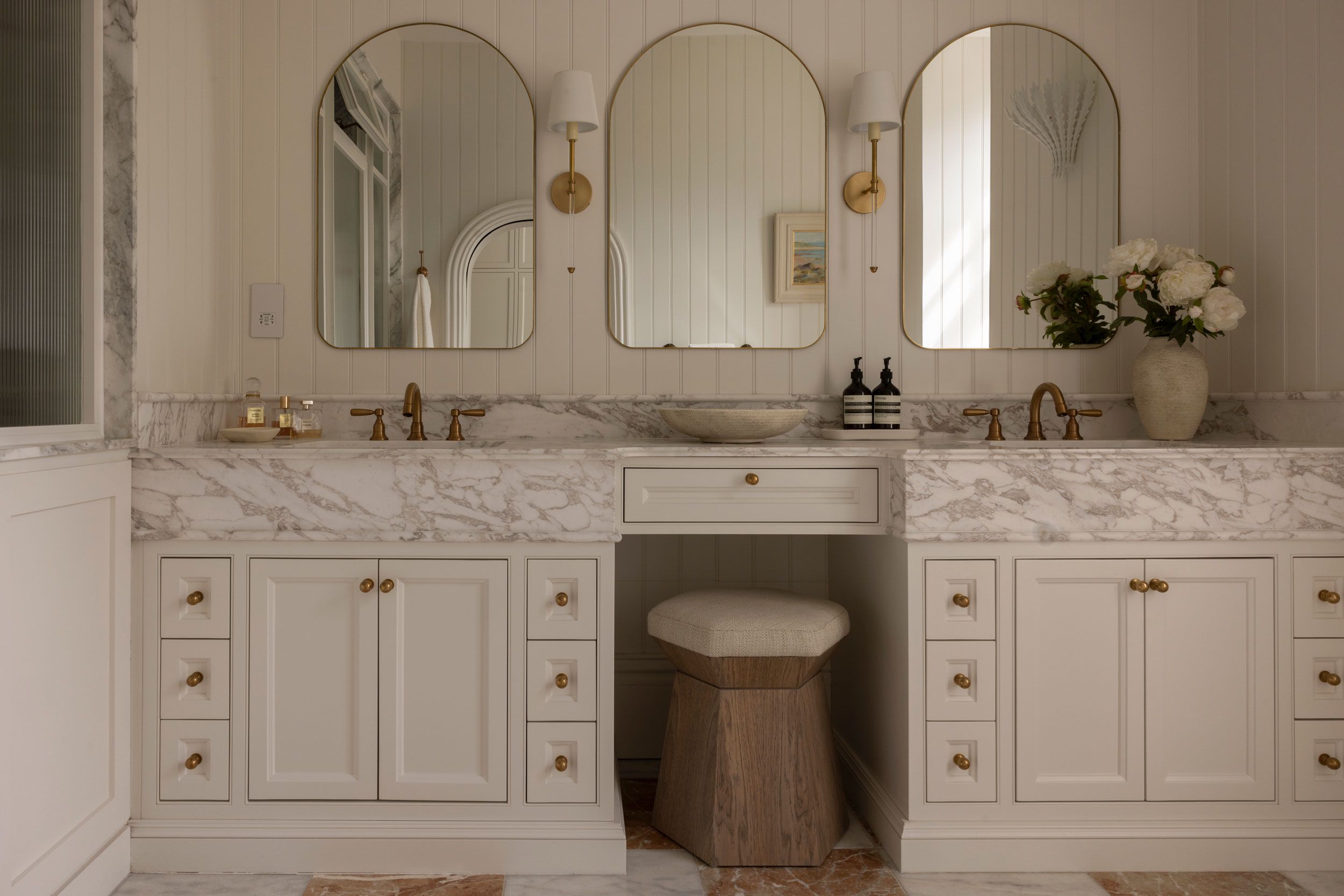 Image may contain: Double Sink, Sink, Indoors, Interior Design, and Sink Faucet