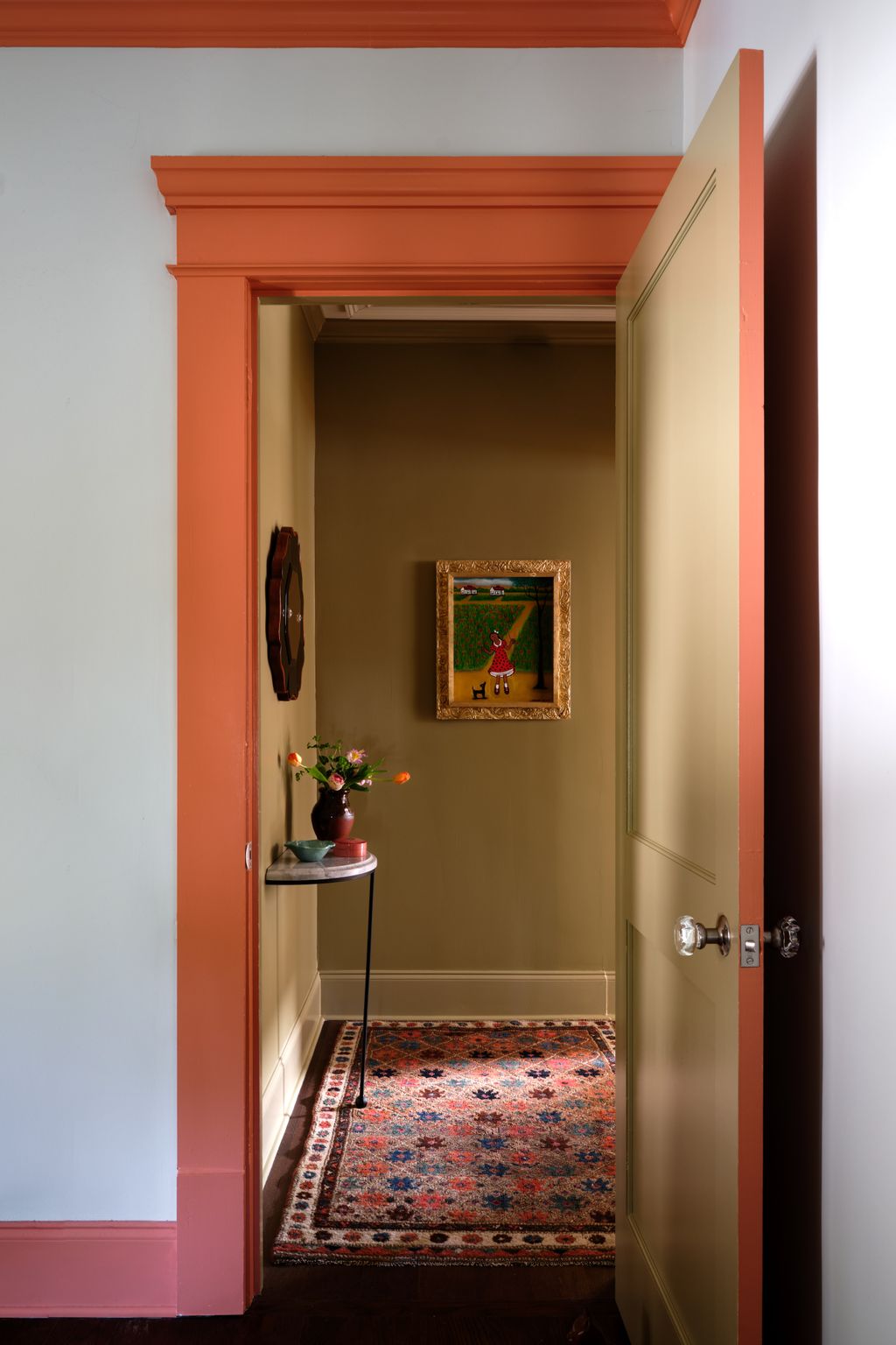 Image may contain Indoors Interior Design Corner Floor Flooring Home Decor Rug Door Art and Painting