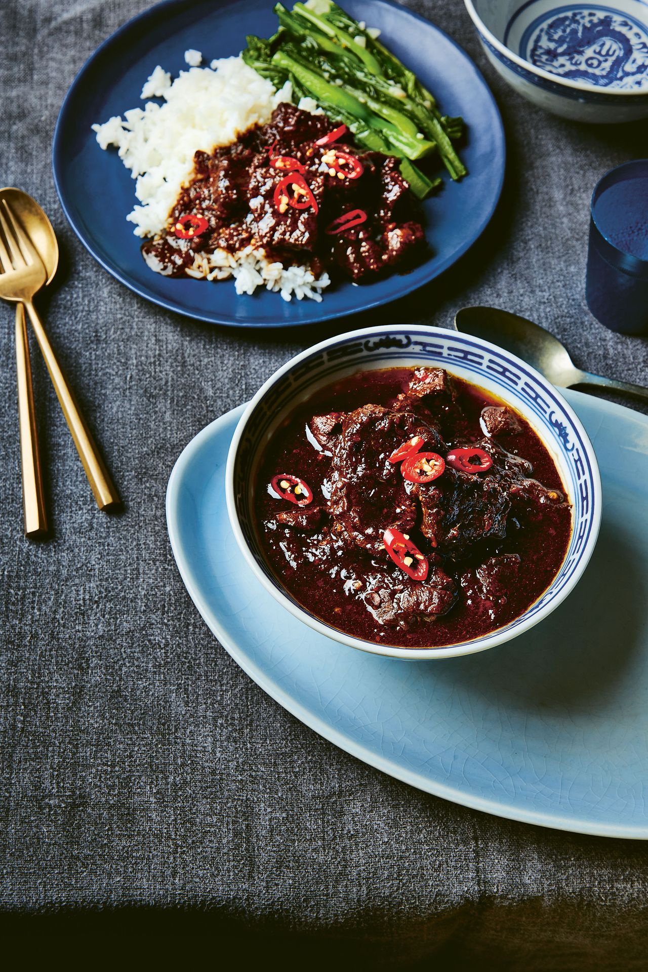 Image may contain Food Food Presentation Cutlery Spoon Plate Beef Meat and Cup