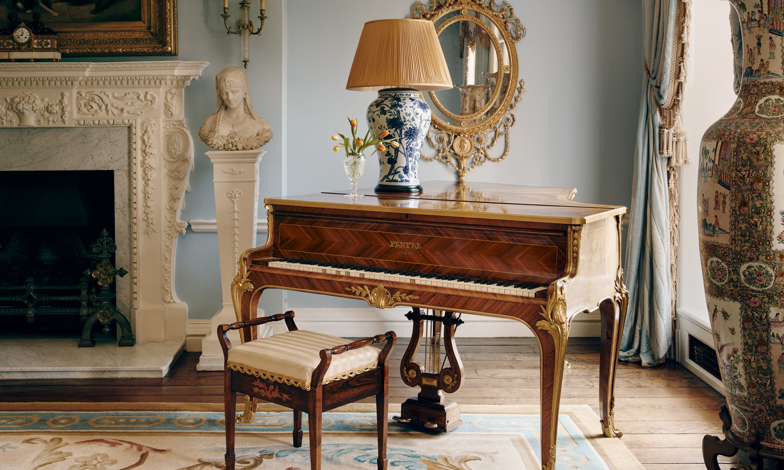 Image may contain: Germanicus Julius Caesar, Keyboard, Musical Instrument, Piano, Lamp, Person, Art, Painting, and Indoors